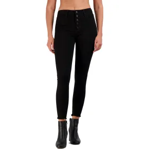 Just Black Damen High Waisted Skinny Jeans mit ausgefranstem Saum und Cropped-Länge