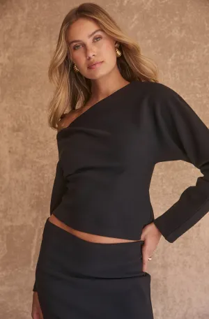 Kana Off-Shoulder Asymmetrisches Top in Schwarz