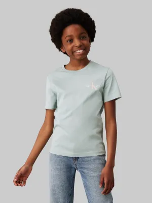 Kinder T-Shirt mit Brustmonogramm in Grün