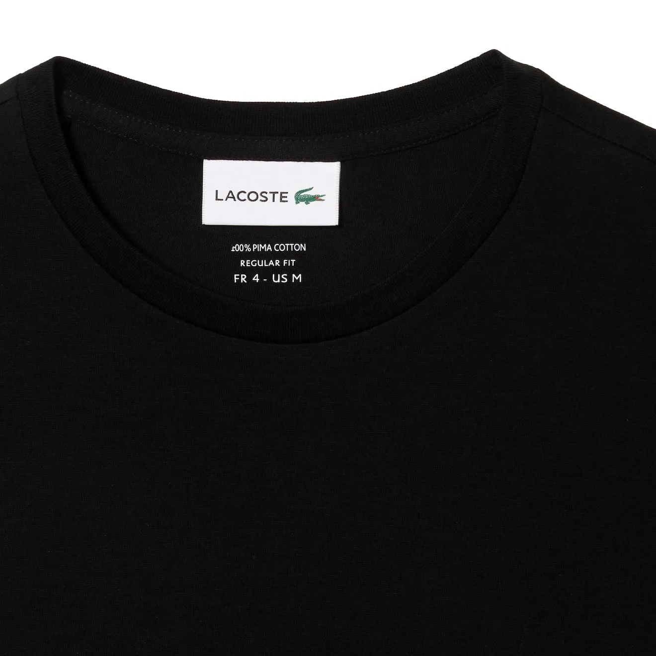 Lacoste Rundhals T-Shirt aus Pima-Baumwolle Schwarz