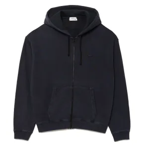 Lacoste Loose Fit Washed Effect Kapuzenpullover Schwarz