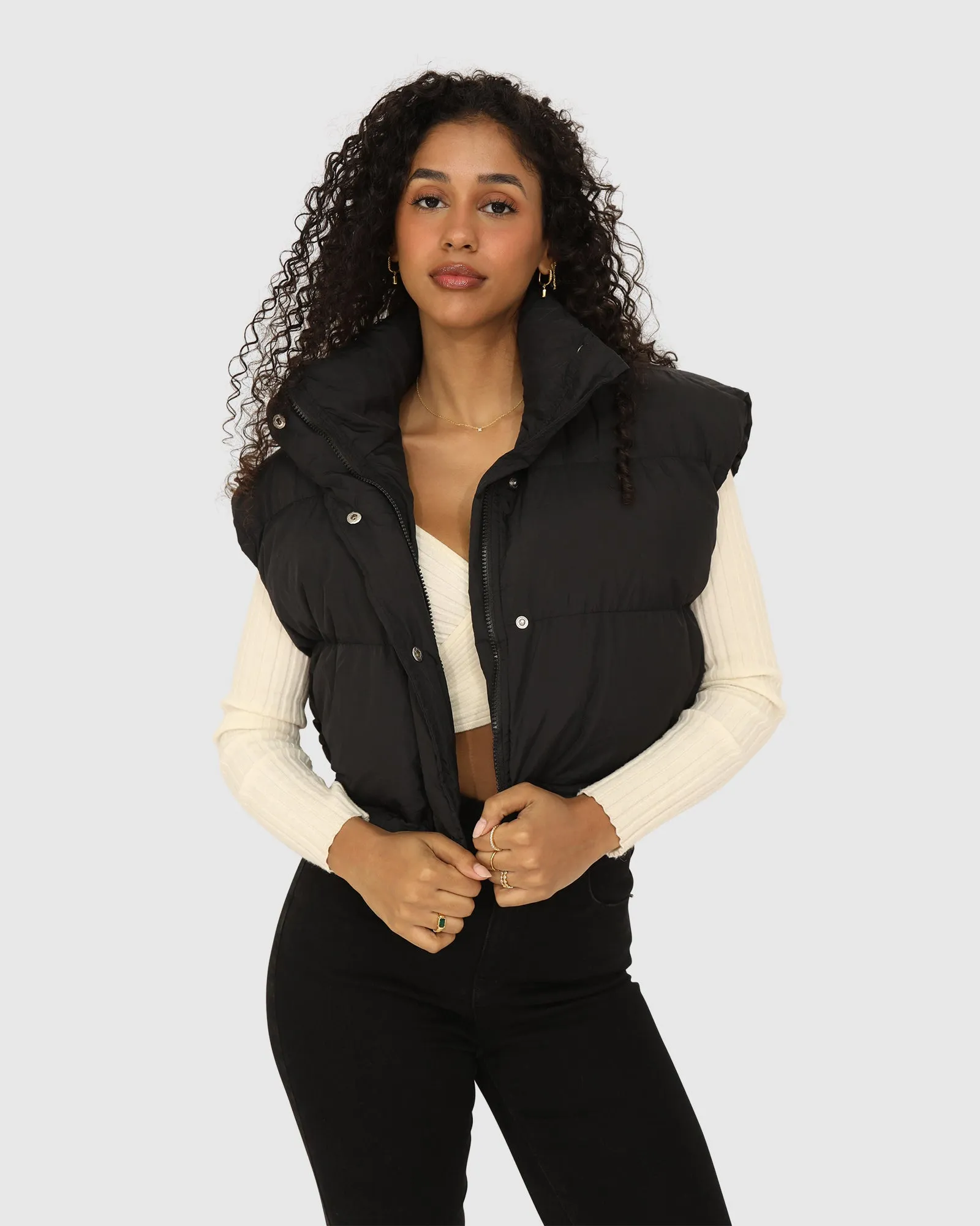 Landslide Zip-Off Puffer Weste - Schwarz