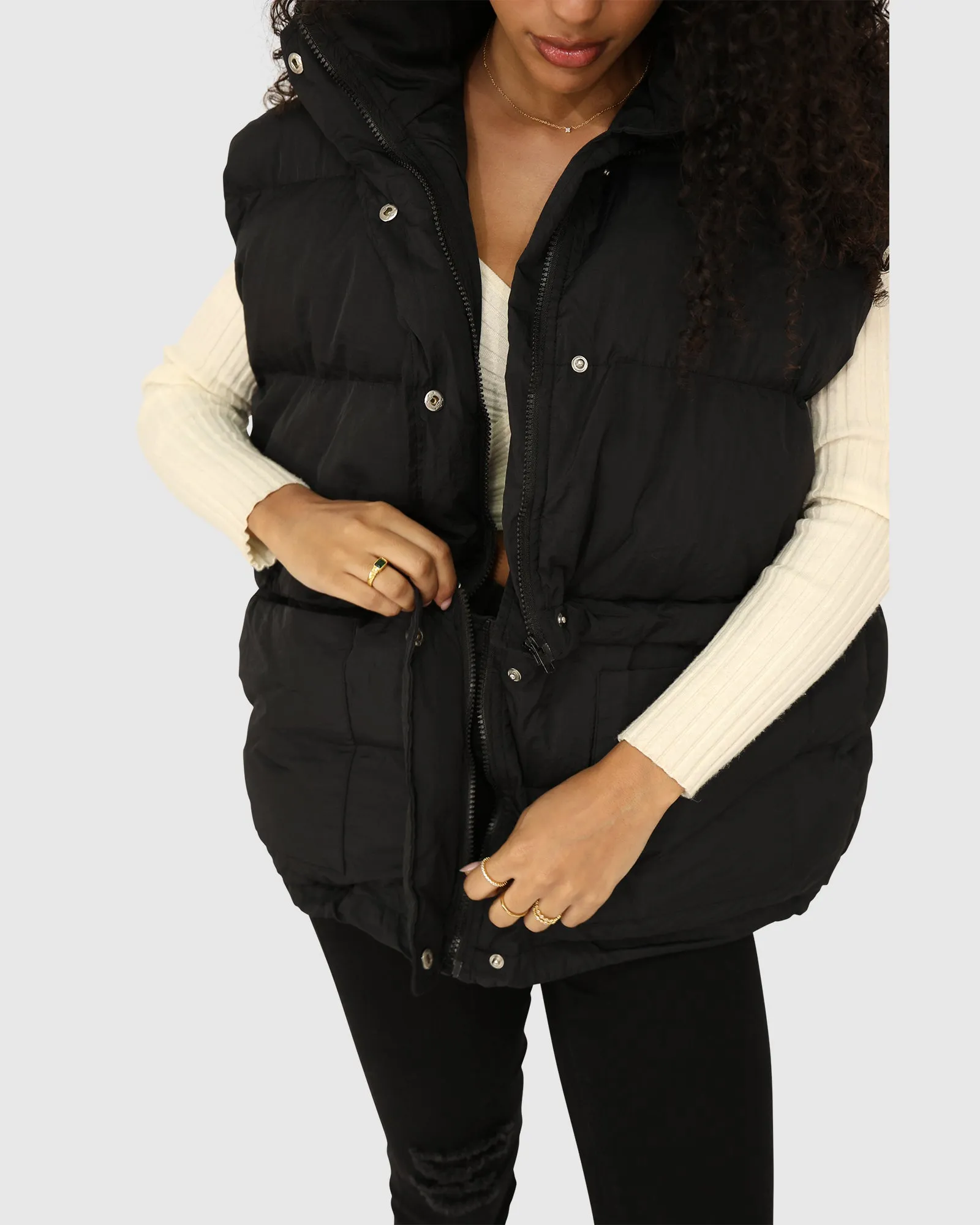 Landslide Zip-Off Puffer Weste - Schwarz