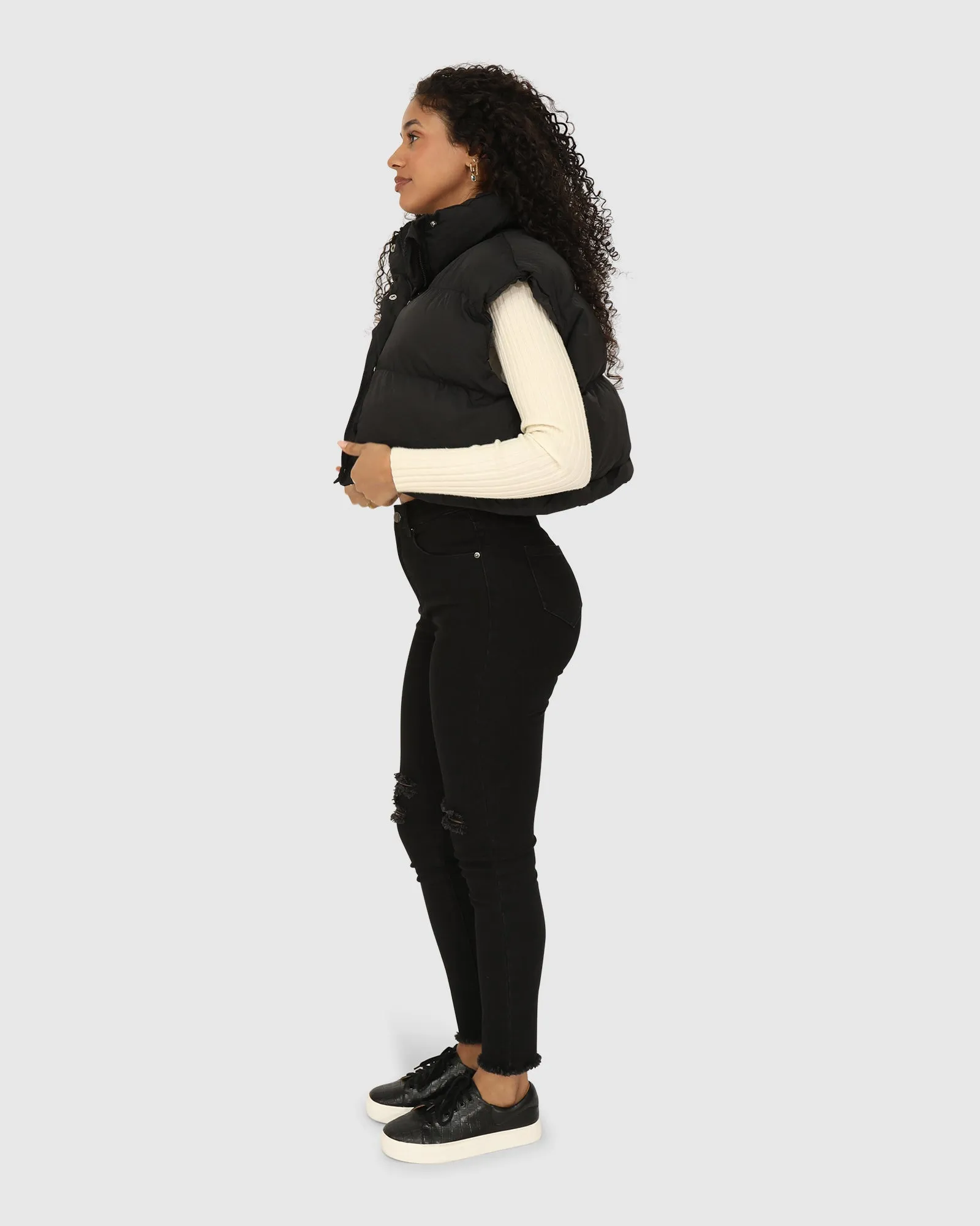 Landslide Zip-Off Puffer Weste - Schwarz