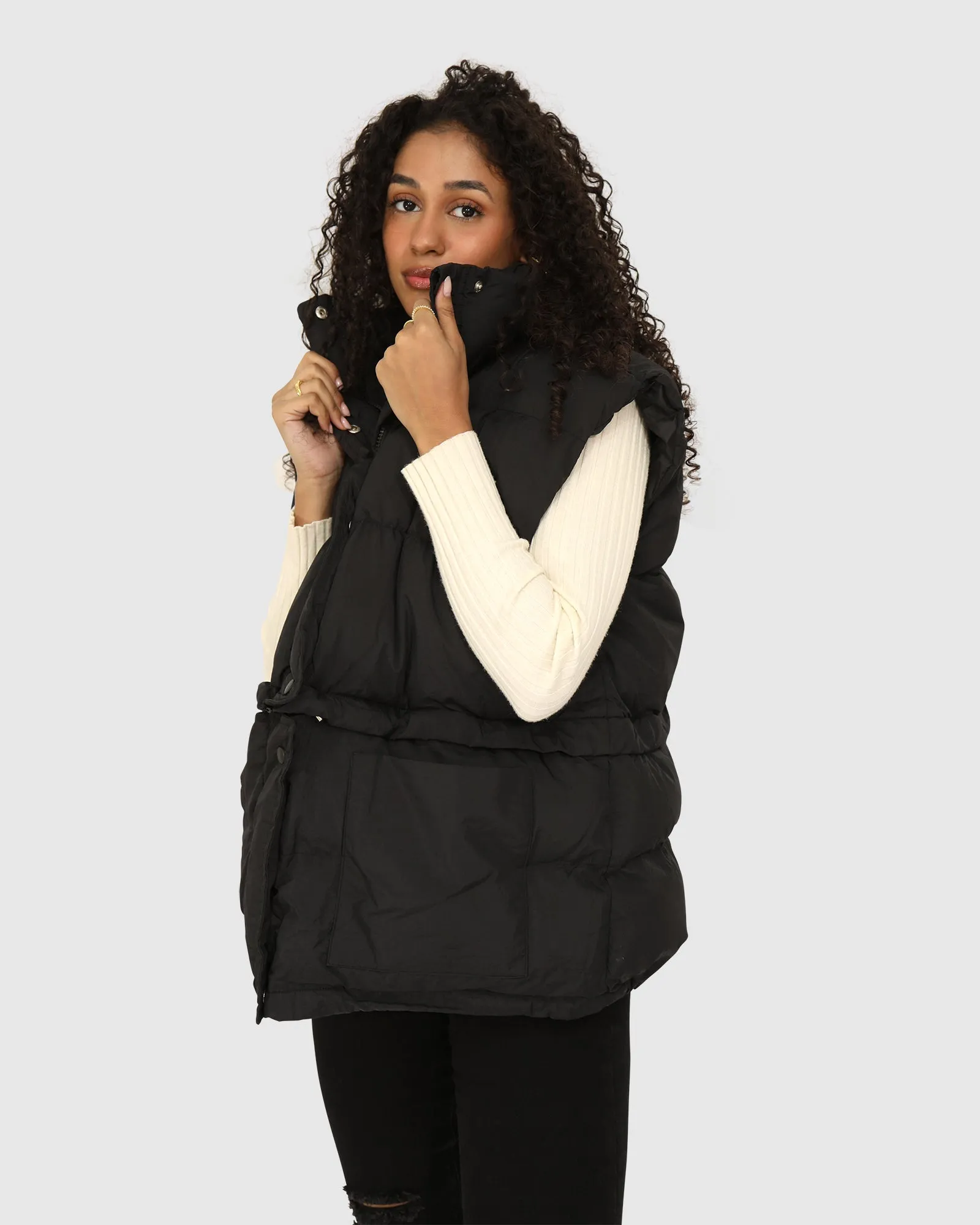 Landslide Zip-Off Puffer Weste - Schwarz