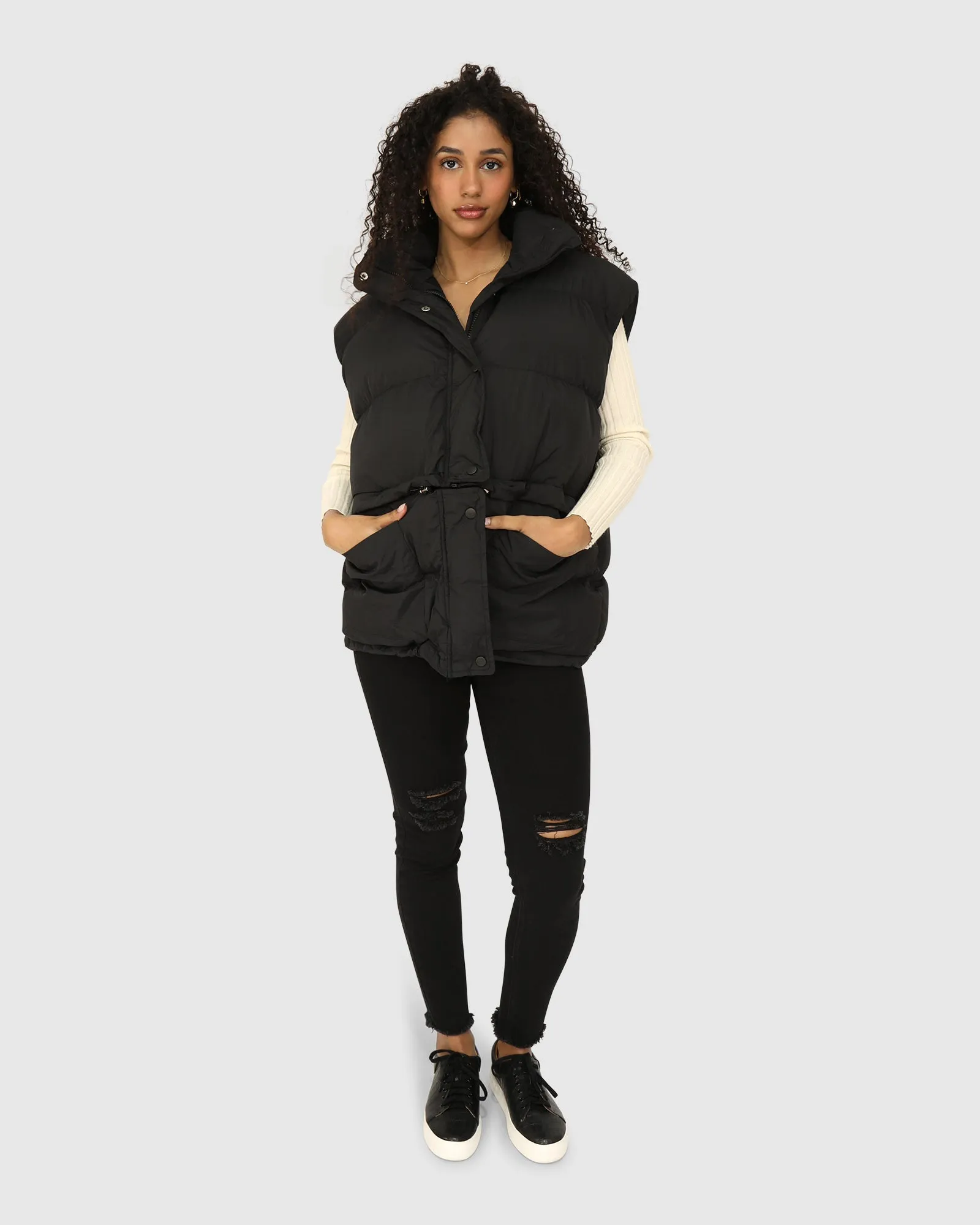 Landslide Zip-Off Puffer Weste - Schwarz