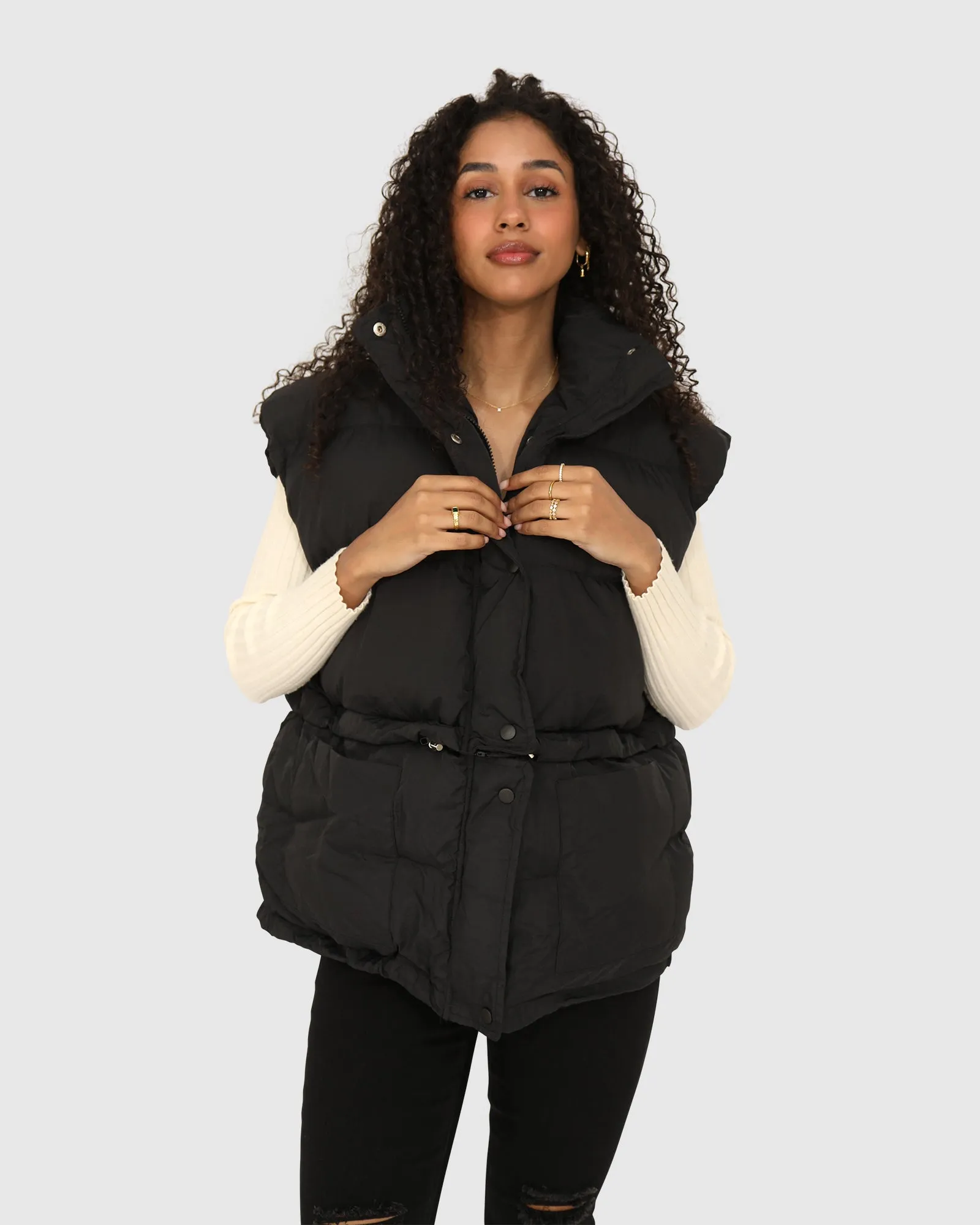 Landslide Zip-Off Puffer Weste - Schwarz