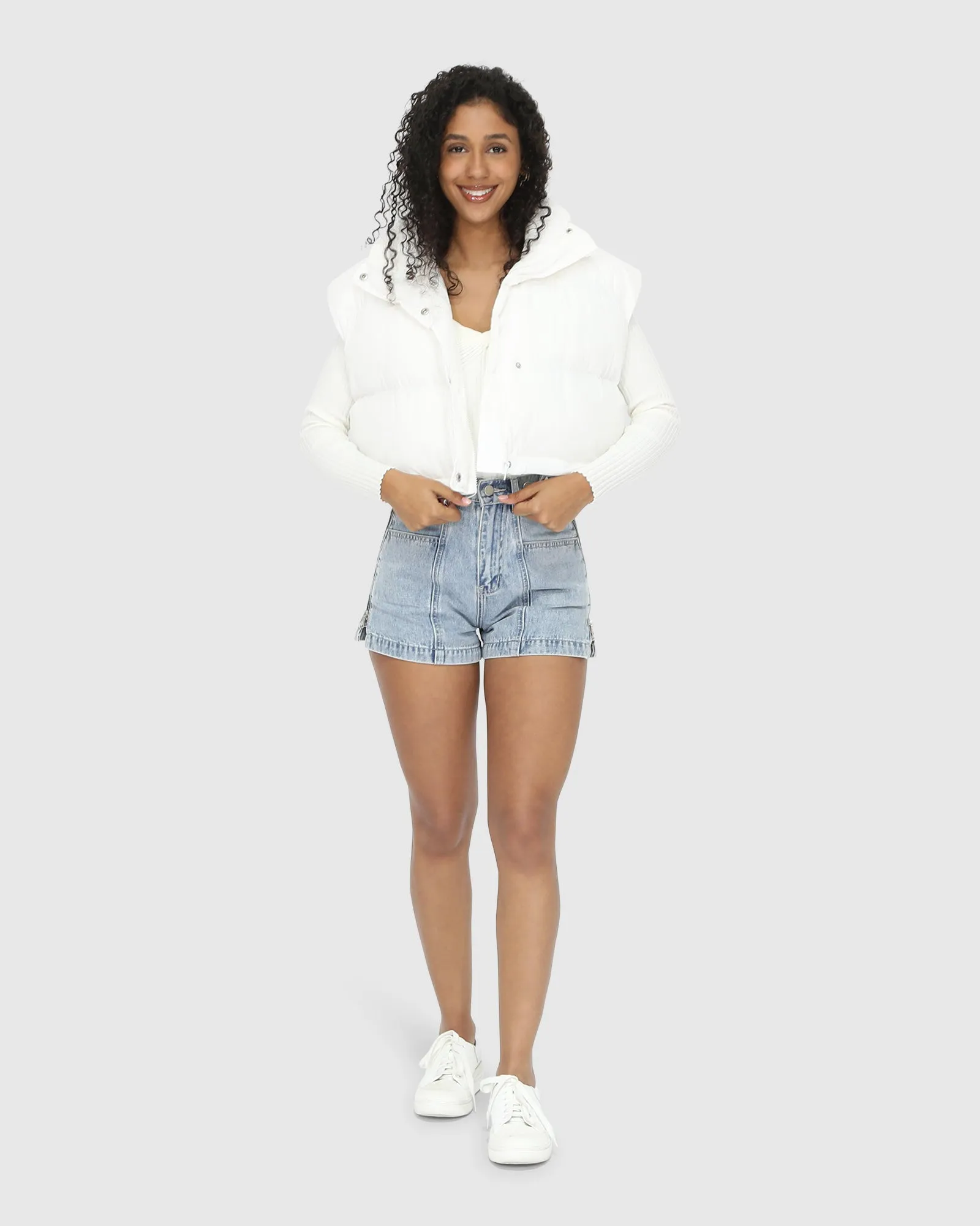 Landslide Zip-Off Steppweste - Creme