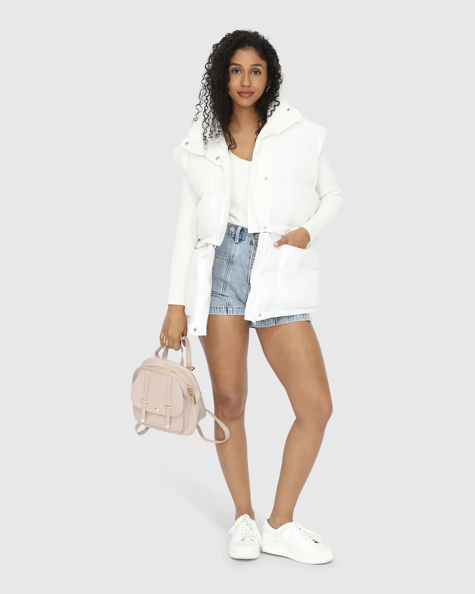 Landslide Zip-Off Steppweste - Creme