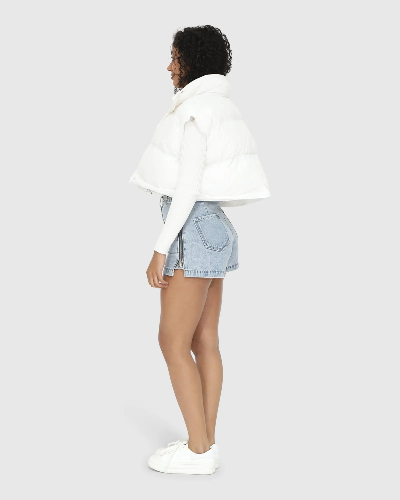 Landslide Zip-Off Steppweste - Creme