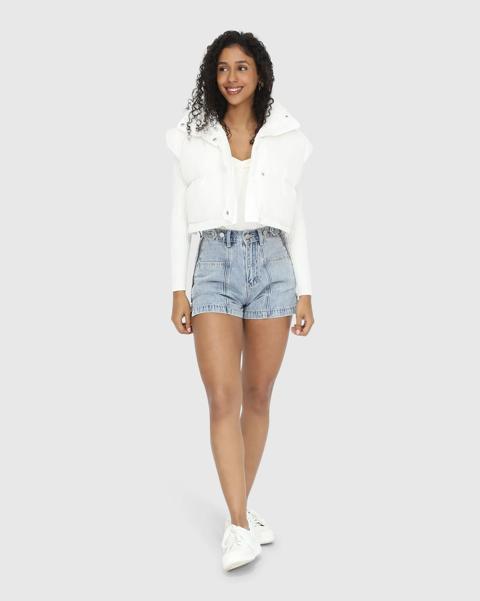 Landslide Zip-Off Steppweste - Creme