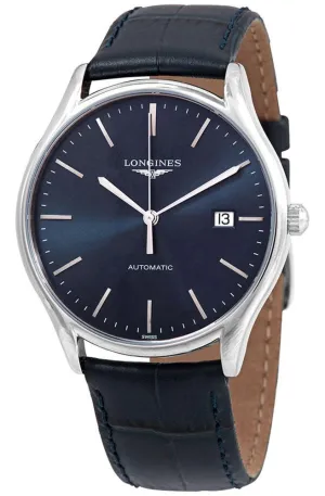 Longines Lyre Automatik Edelstahl Blaues Zifferblatt Blaues Lederarmband Datum Herrenuhr L4.960.4.92.2 Longines Uhren