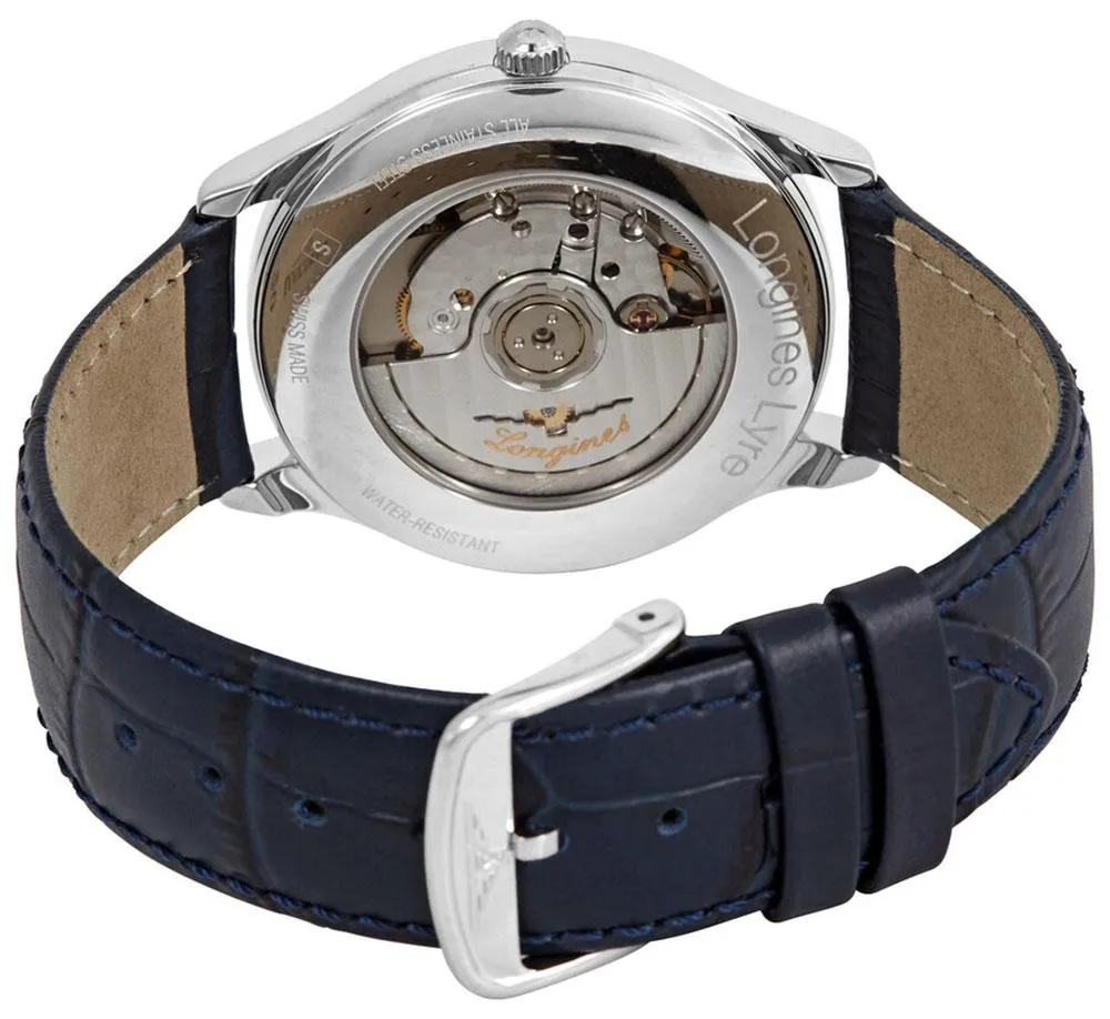 Longines Lyre Automatik Edelstahl Blaues Zifferblatt Blaues Lederarmband Datum Herrenuhr L4.960.4.92.2 Longines Uhren