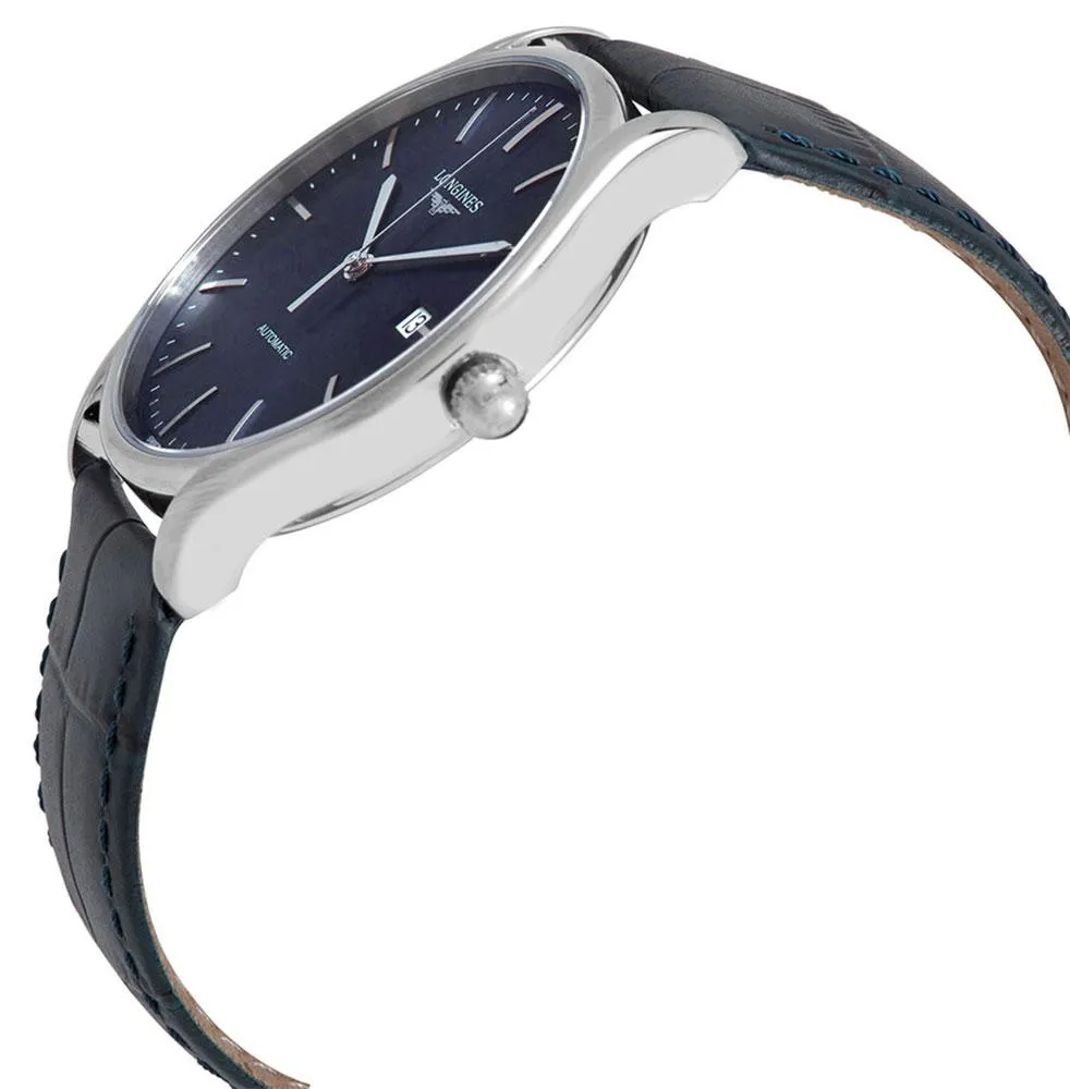 Longines Lyre Automatik Edelstahl Blaues Zifferblatt Blaues Lederarmband Datum Herrenuhr L4.960.4.92.2 Longines Uhren