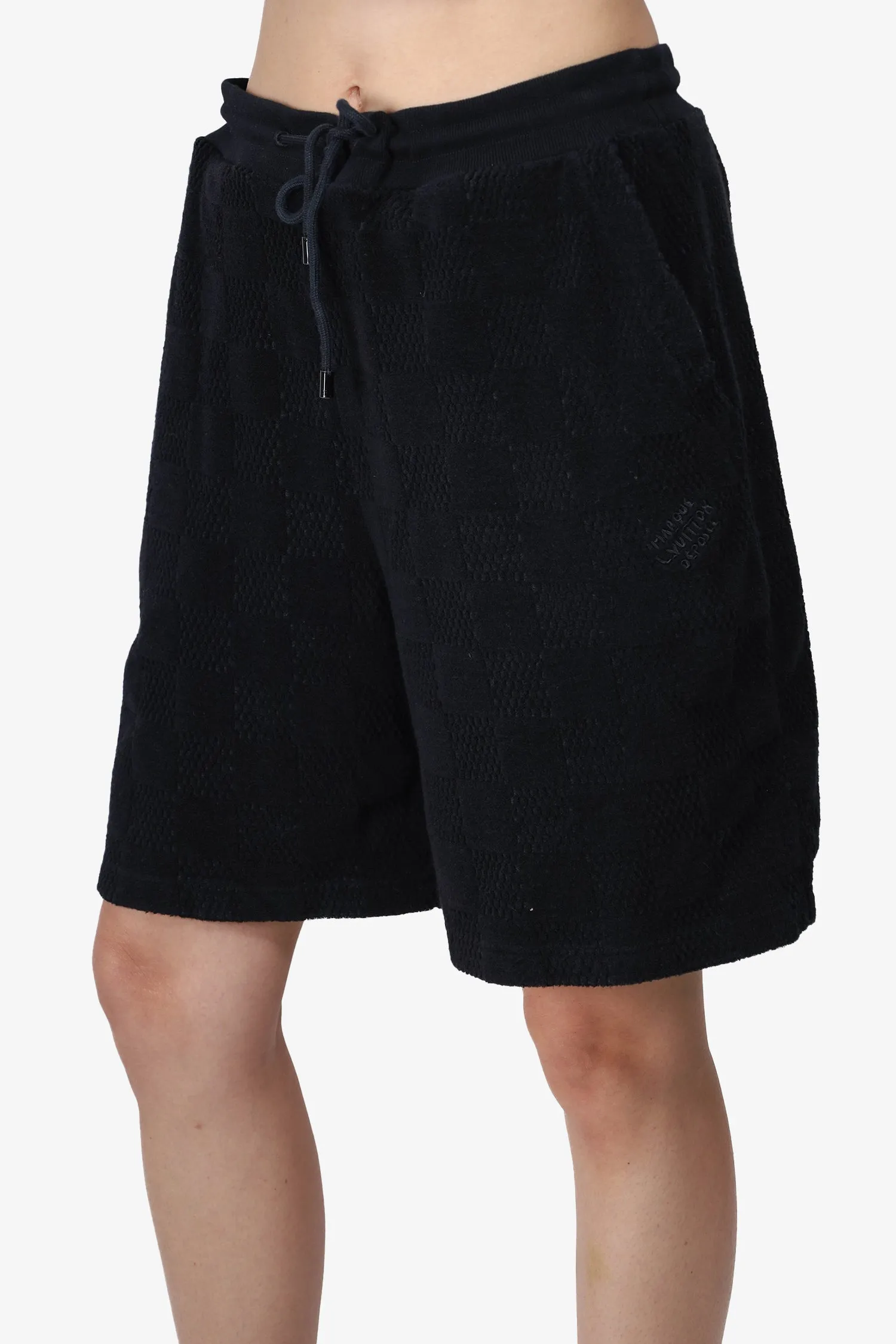 Louis Vuitton 2024 Schwarze Damier French Terry Baumwoll Shorts Größe M Herren