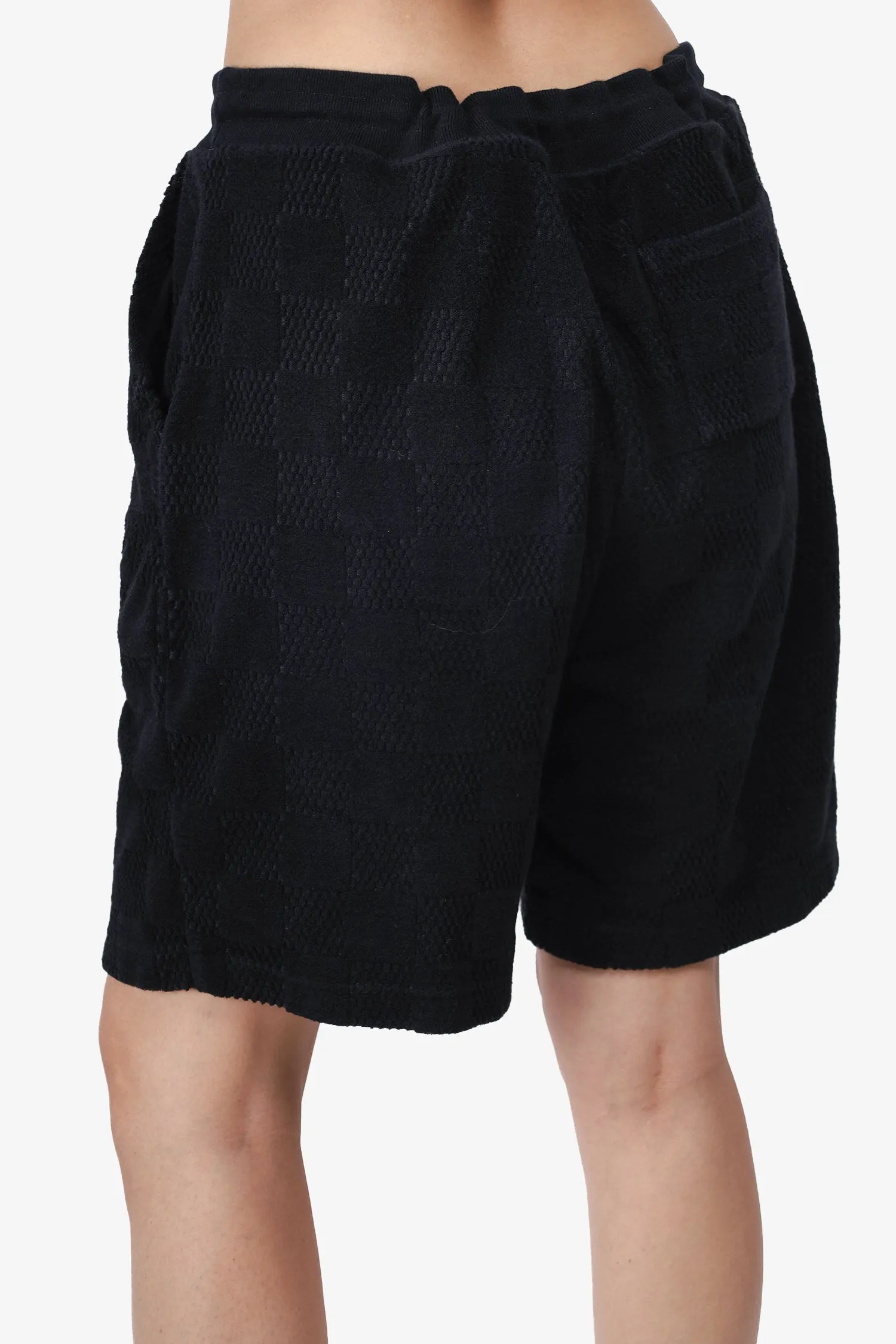 Louis Vuitton 2024 Schwarze Damier French Terry Baumwoll Shorts Größe M Herren