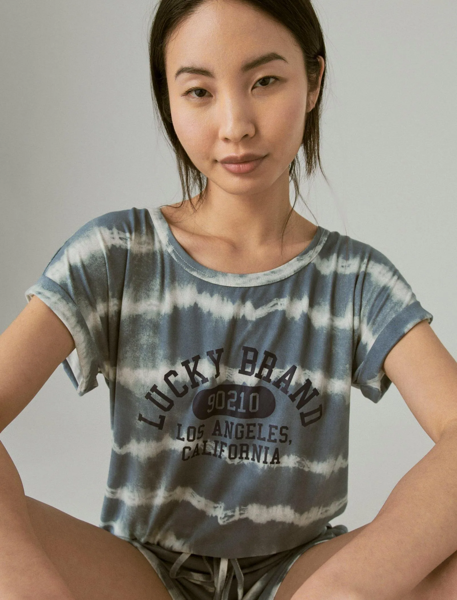 Lucky Brand Gemütliches T-Shirt Kurzarm-Schlafset Dunkelblau Lucky Brand