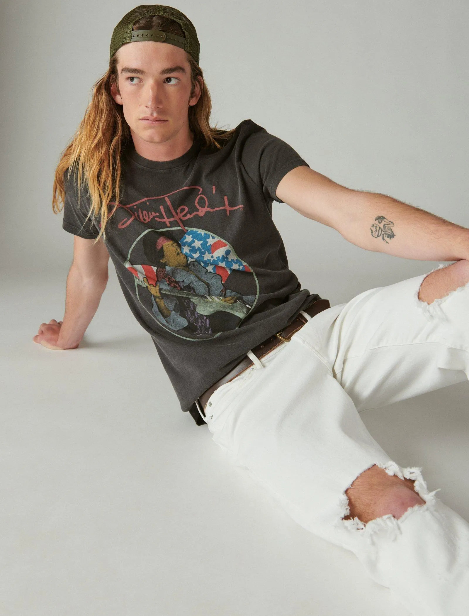 Lucky Brand Jimi Hendrix Flag T-Shirt Tiefschwarz Lucky Brand