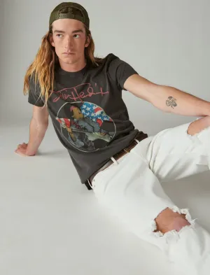 Lucky Brand Jimi Hendrix Flag T-Shirt Tiefschwarz Lucky Brand