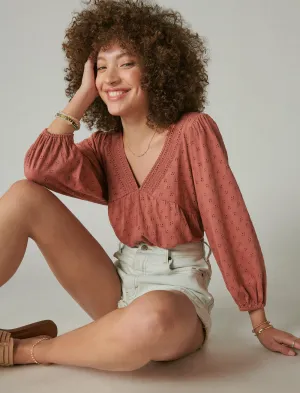 Lucky Brand Pointelle Empire Top Staubiger Zedernholz Lucky Brand