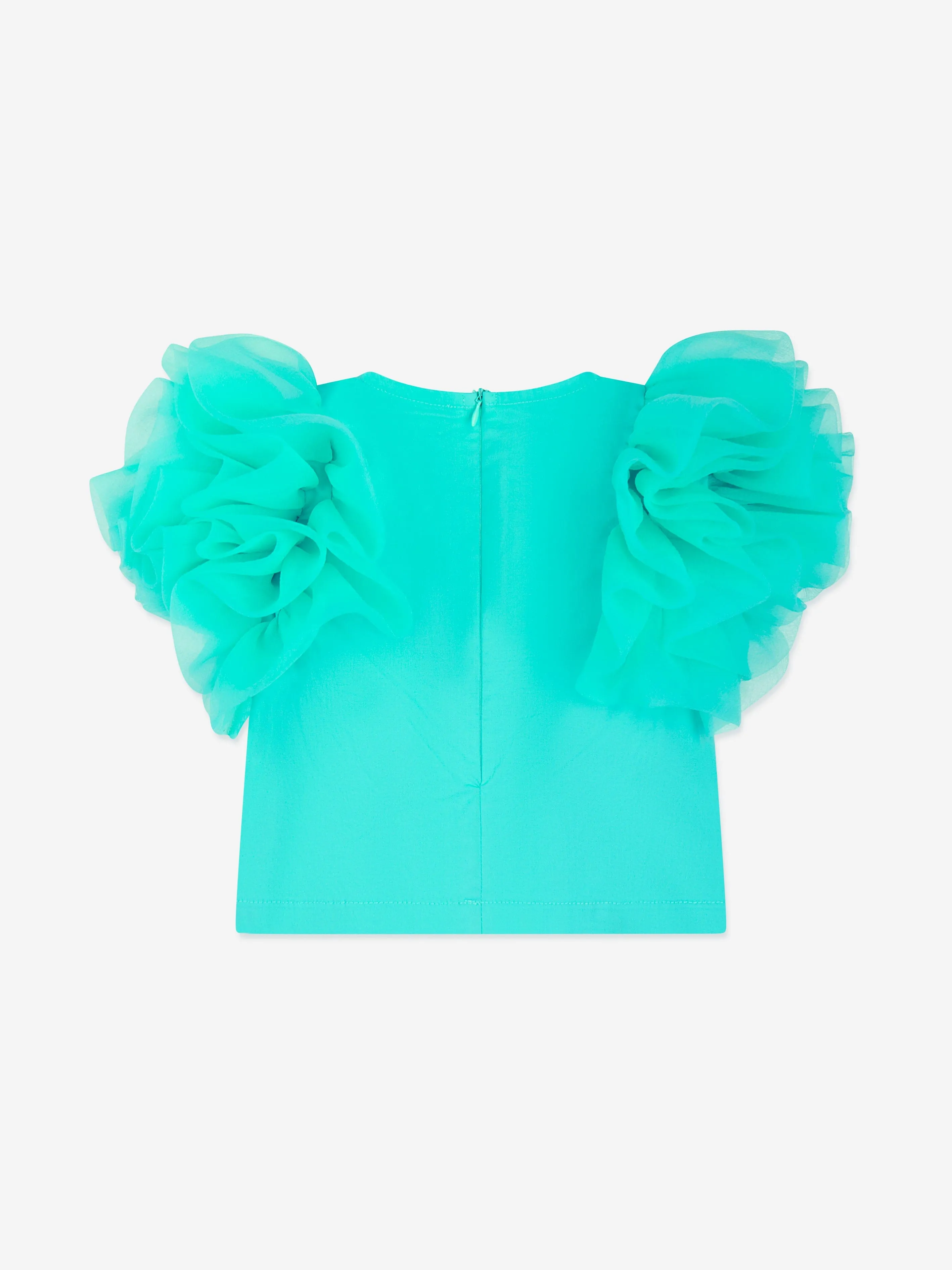 Mama Luma Girls Organza Schouder Bluse mit Schlag in Grün