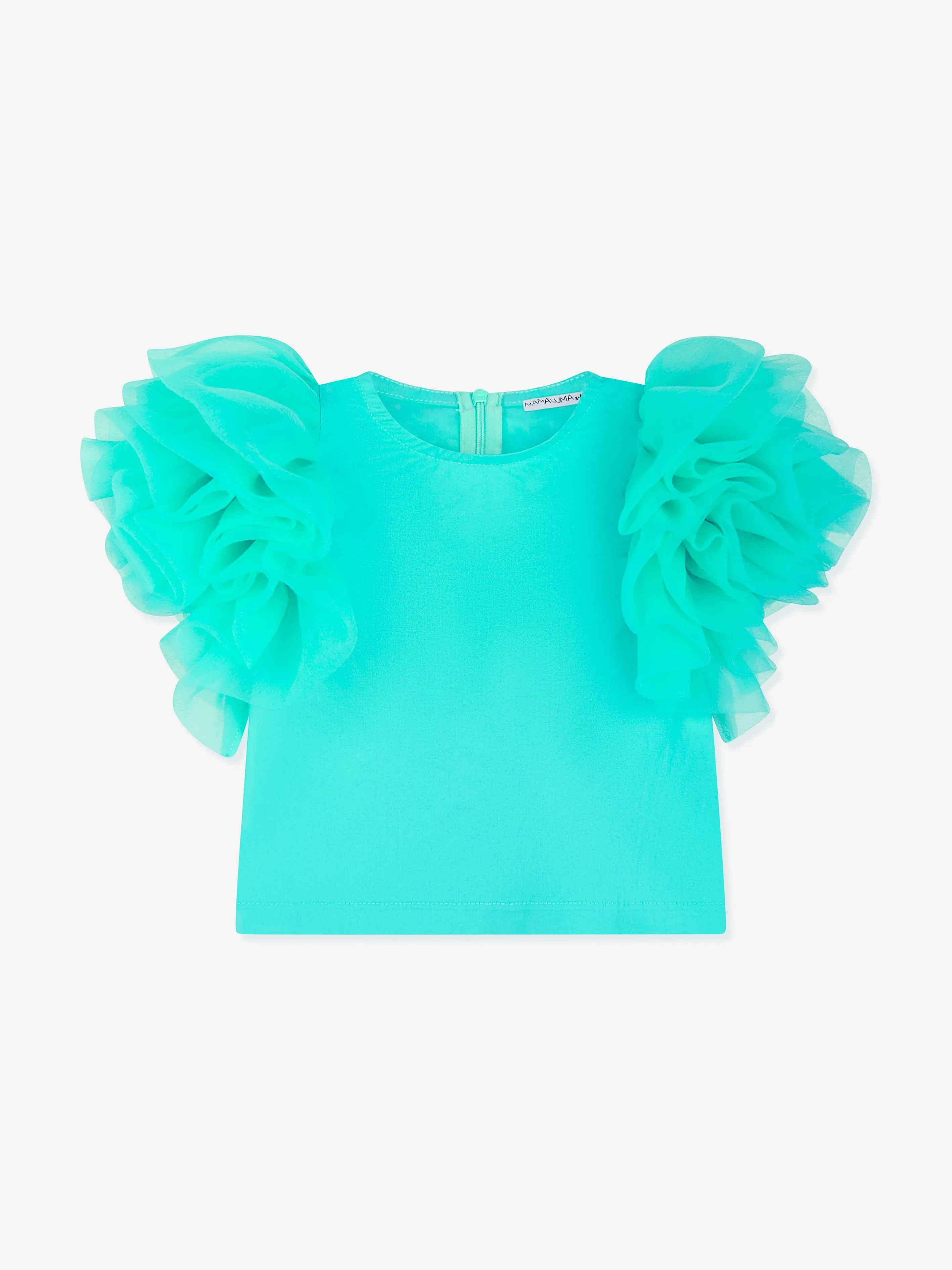 Mama Luma Girls Organza Schouder Bluse mit Schlag in Grün