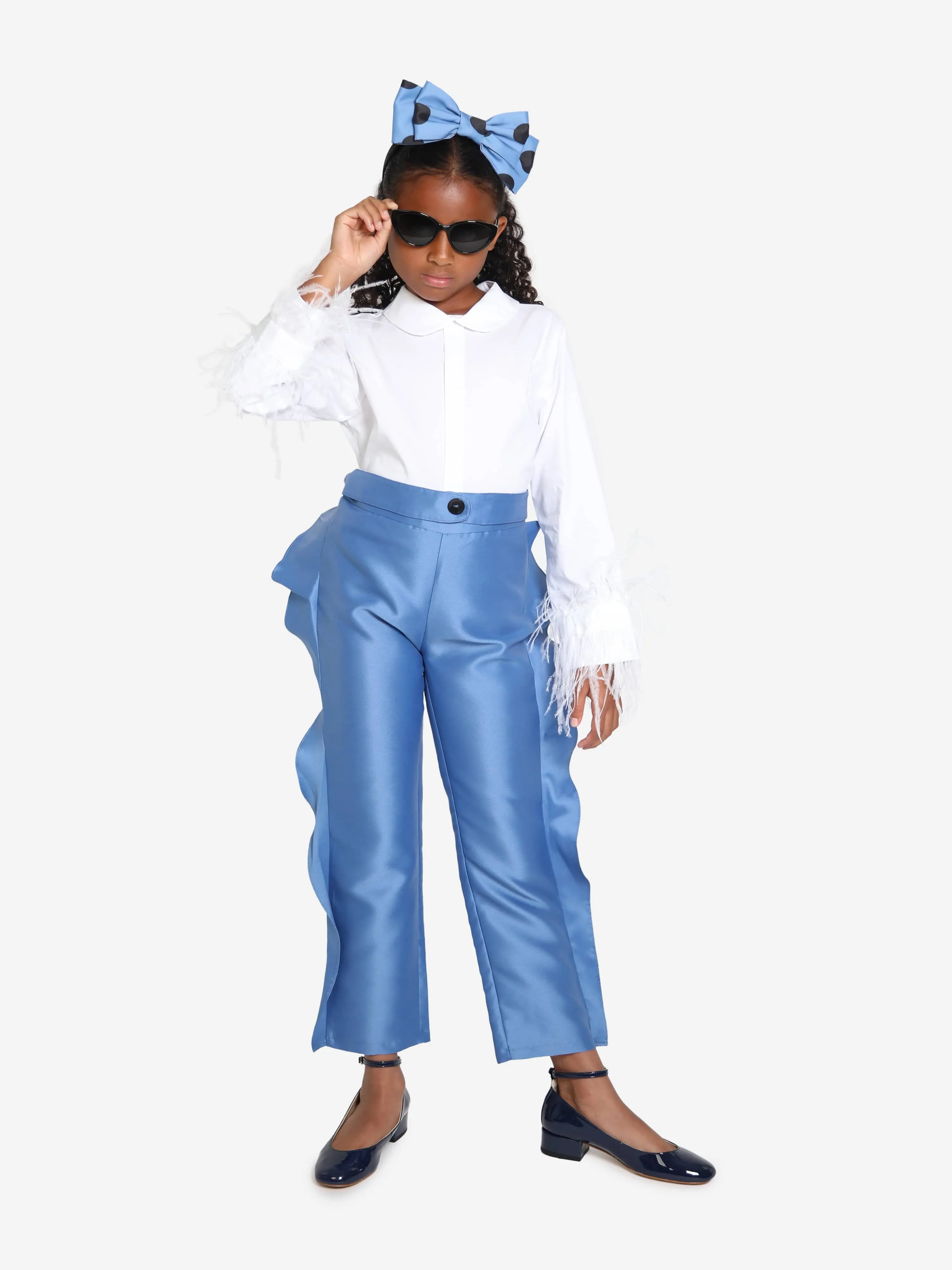 Mama Luma Mädchen Rüschenhose in Blau