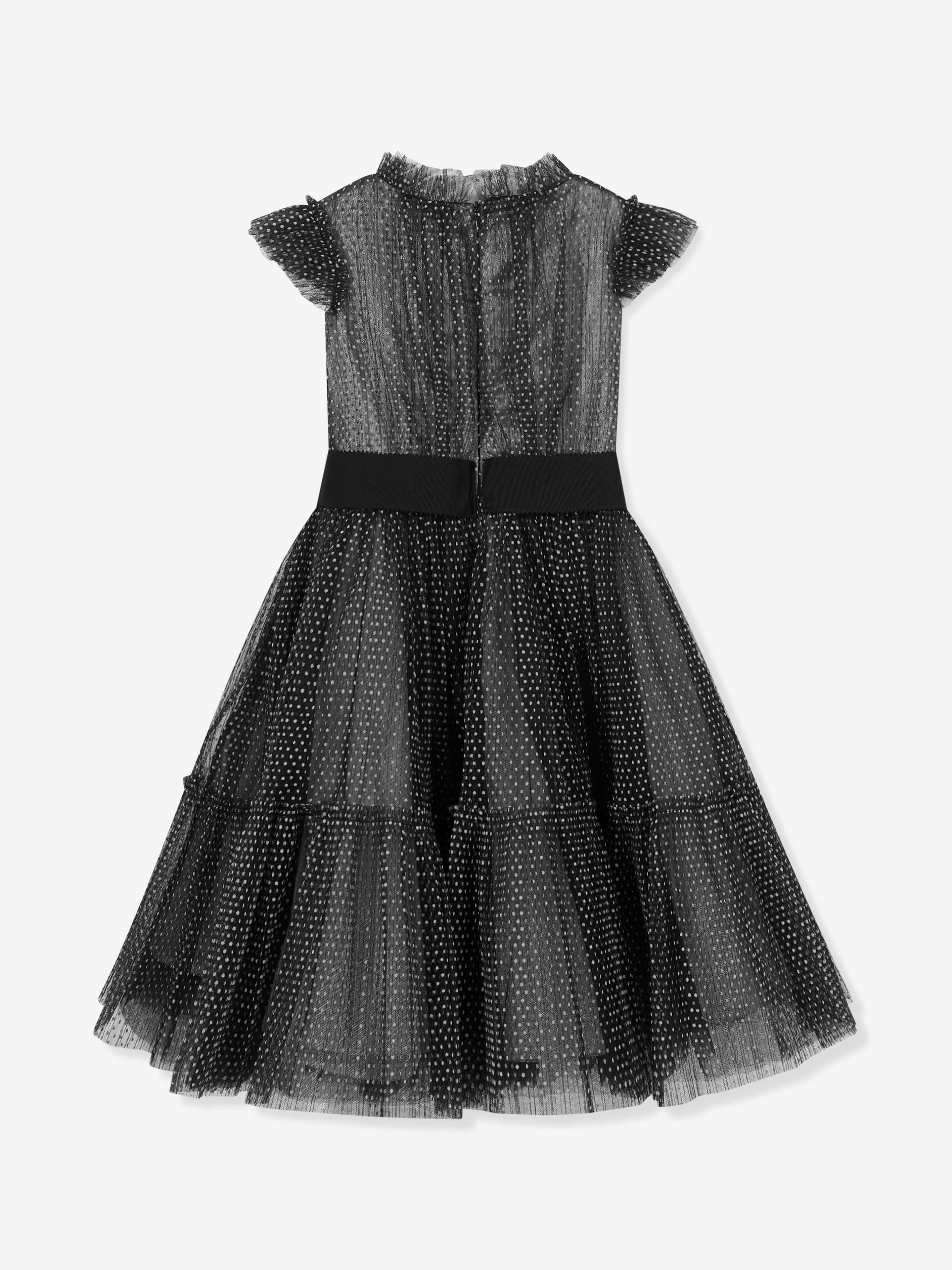 Marchesa Girls Blumenverziertes Tüllkleid in Schwarz