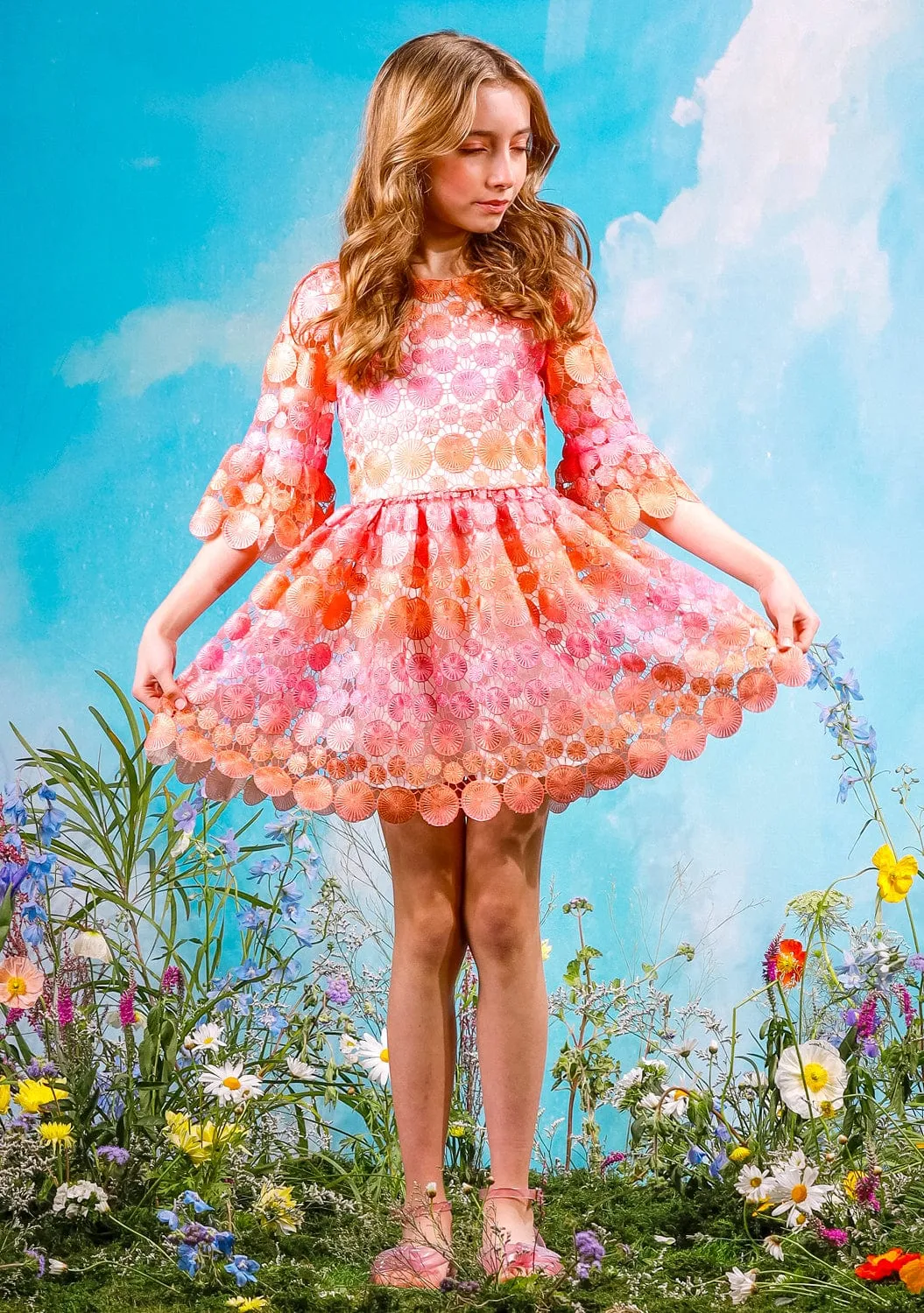 Marlo Girls Louise Besticktes Kleid in Mehrfarben