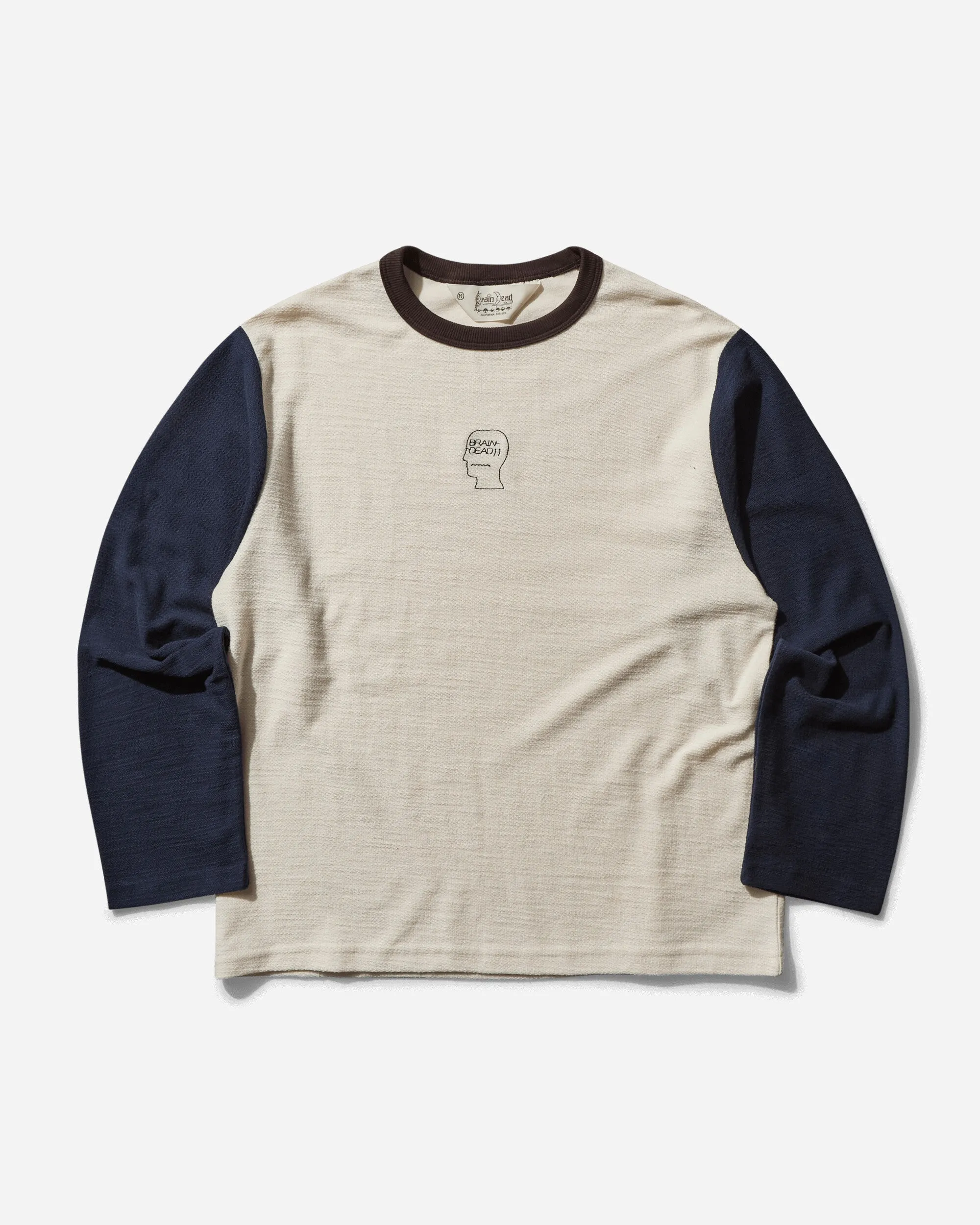 Herren Baseball Langarm T-Shirt mit Slub-Effekt in Natur