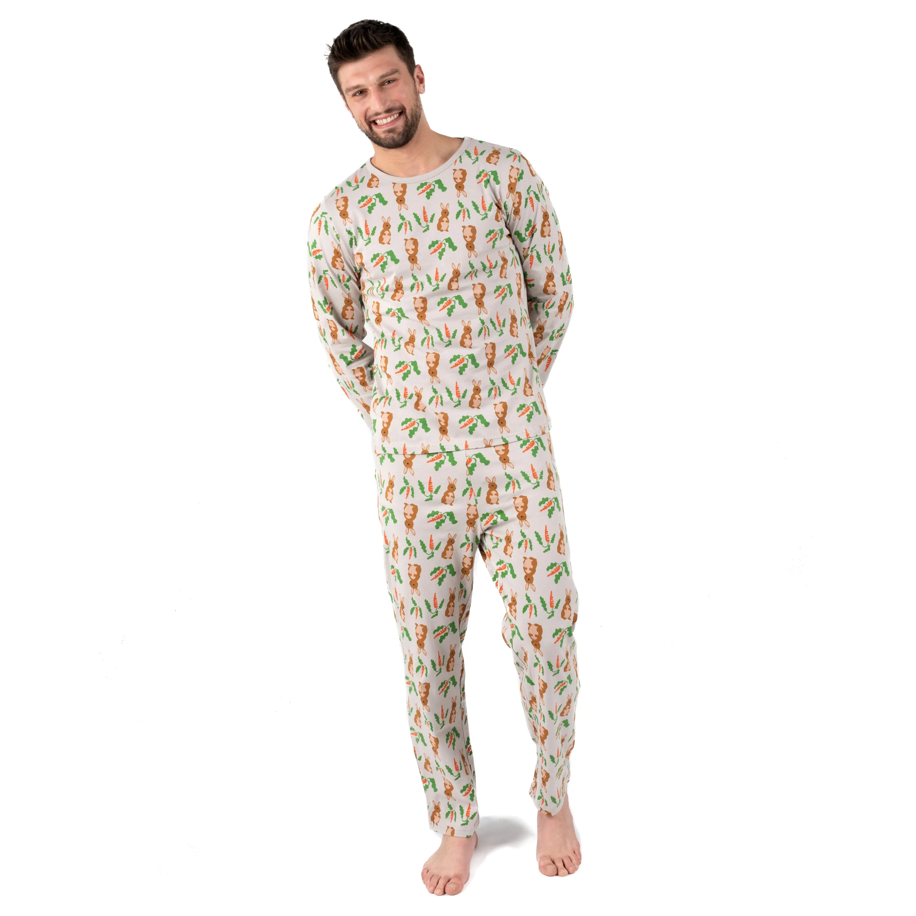 Herren Zwei-Teile Baumwoll Schlafanzug Locker Passform Hase