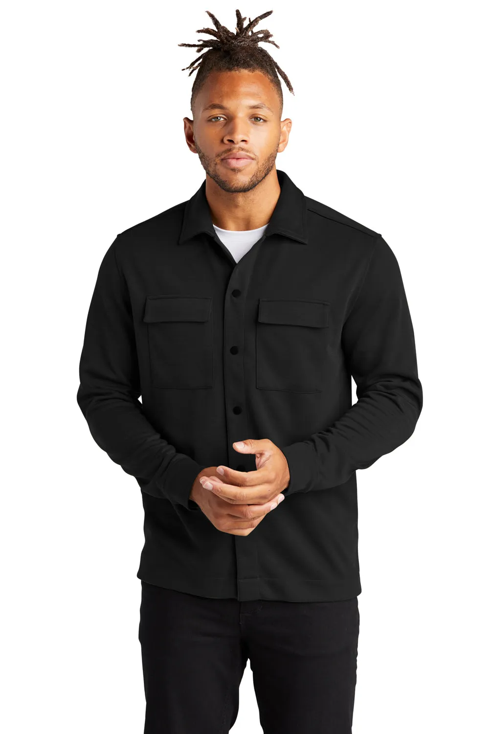 Mercer Mettle Herren Double Knit Jacke mit Druckknopfverschluss - Tiefschwarz