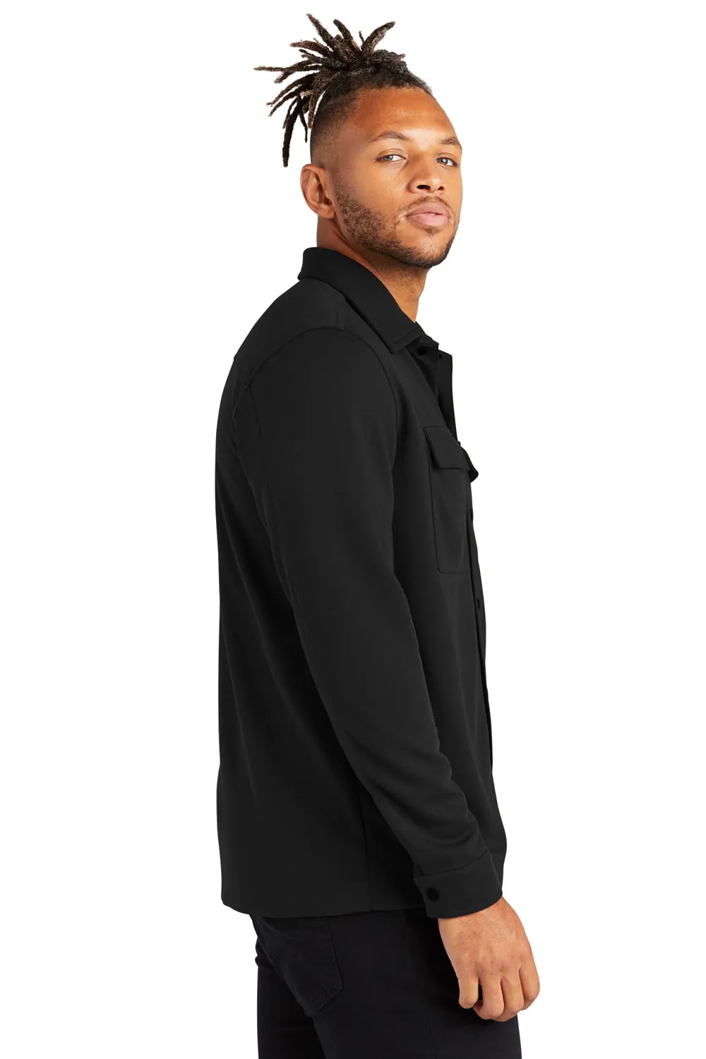 Mercer Mettle Herren Double Knit Jacke mit Druckknopfverschluss - Tiefschwarz