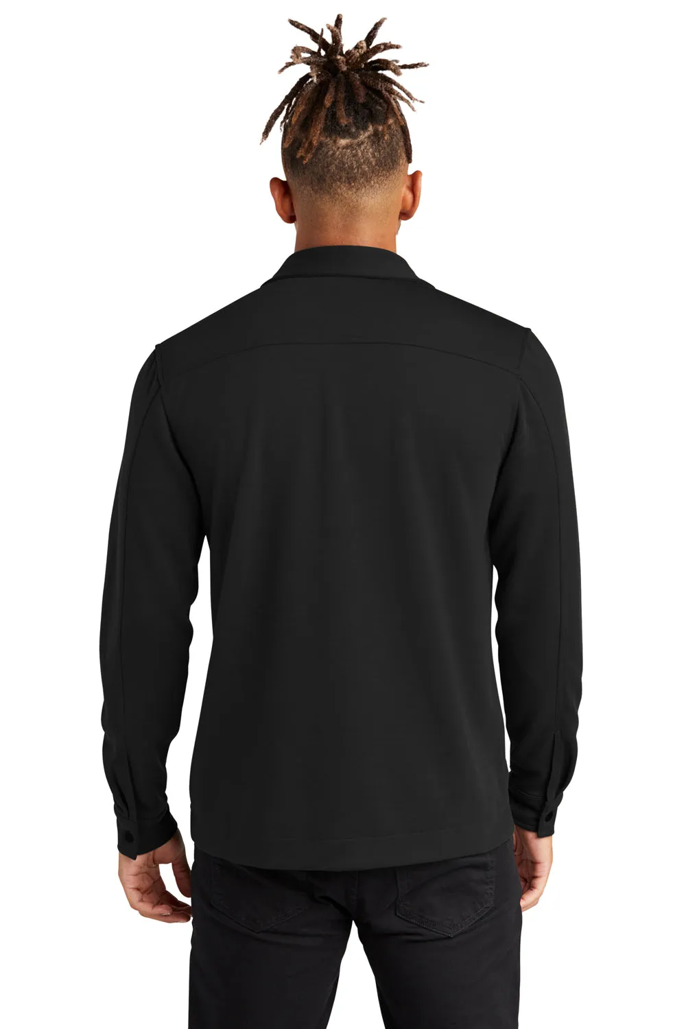 Mercer Mettle Herren Double Knit Jacke mit Druckknopfverschluss - Tiefschwarz