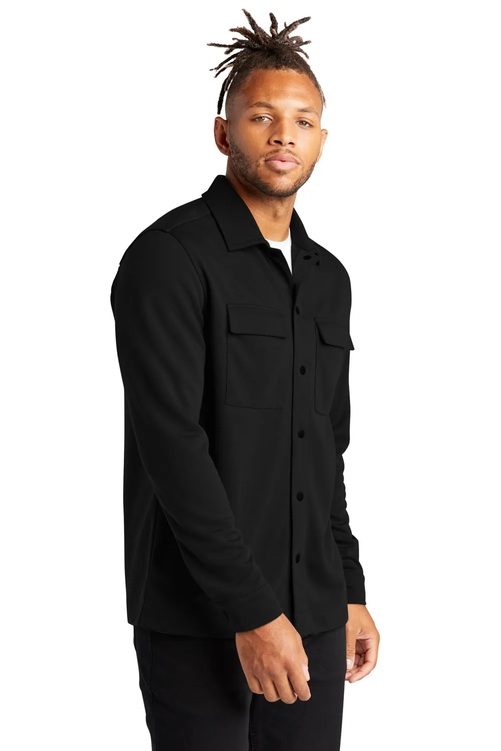 Mercer Mettle Herren Double Knit Jacke mit Druckknopfverschluss - Tiefschwarz