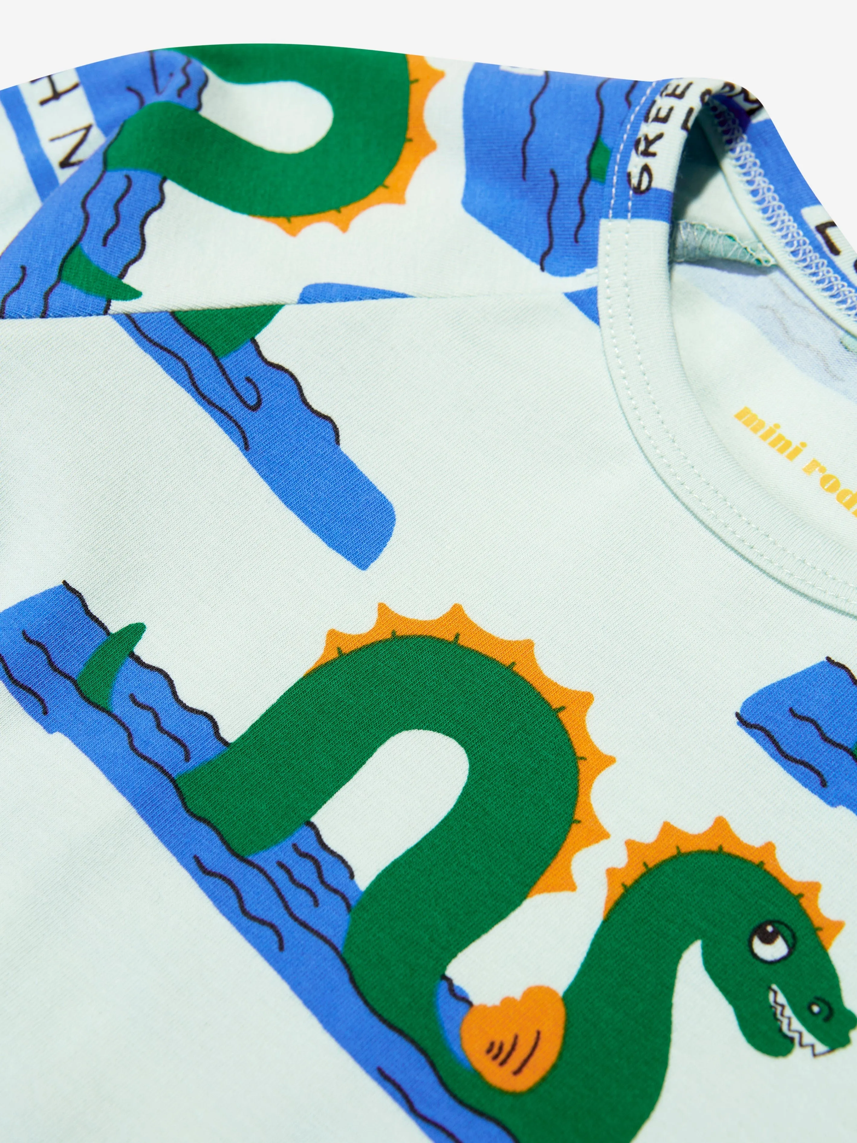 Mini Rodini Mädchen Bio-Baumwolle Loch Ness Langarmkleid in Grün