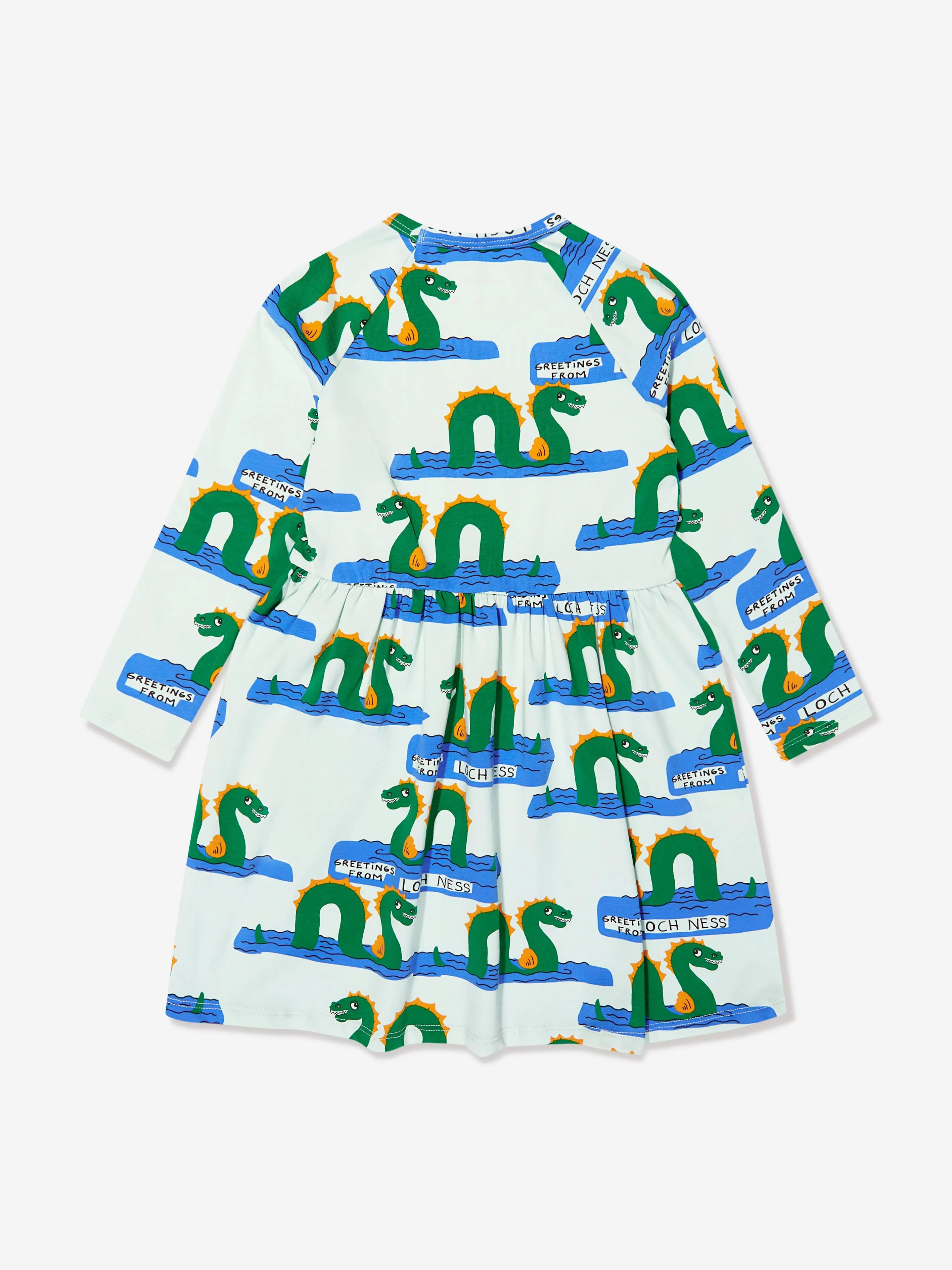 Mini Rodini Mädchen Bio-Baumwolle Loch Ness Langarmkleid in Grün