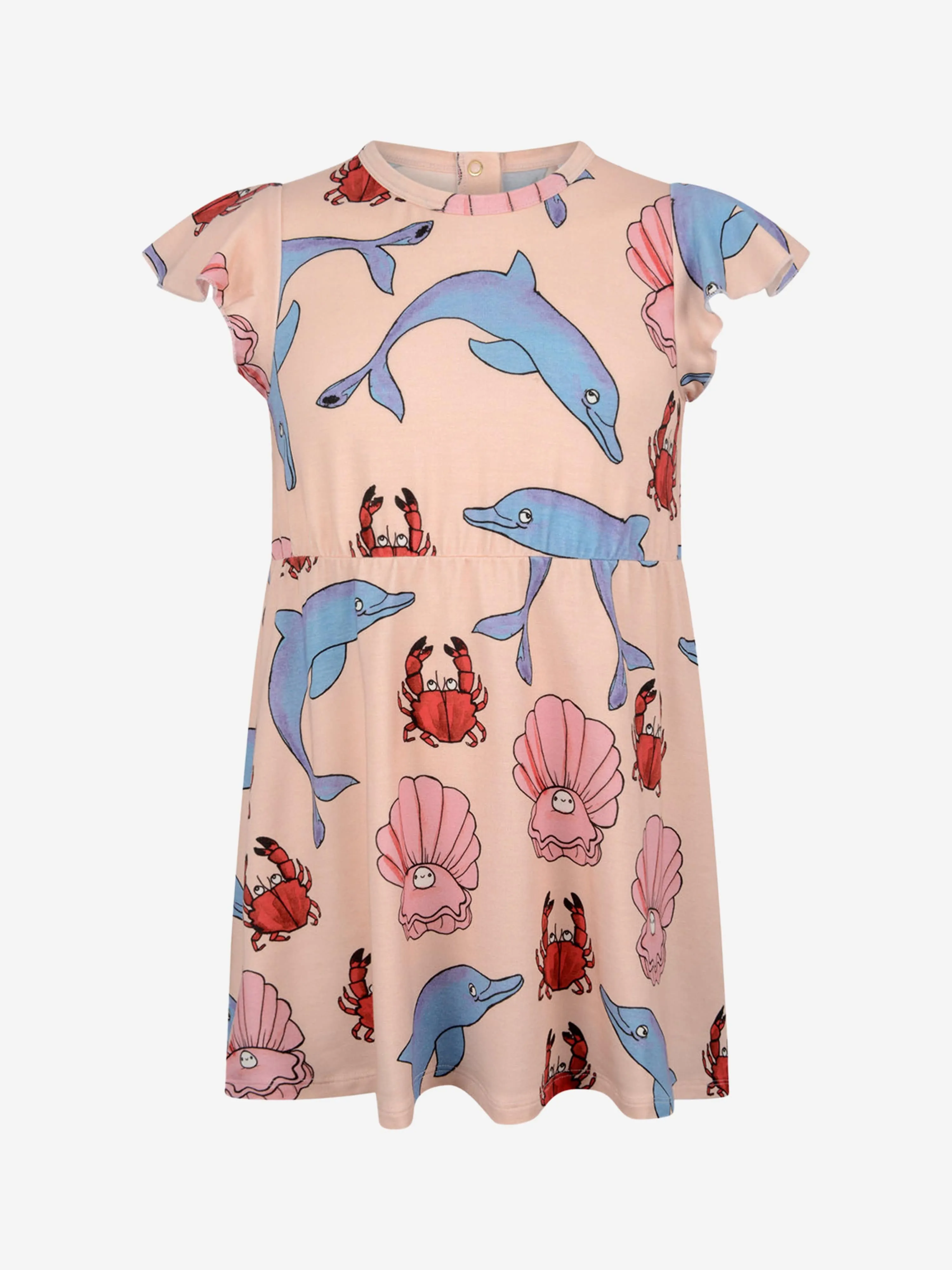 Mini Rodini Mädchen Rosa Baumwollkleid mit Delfin-Print