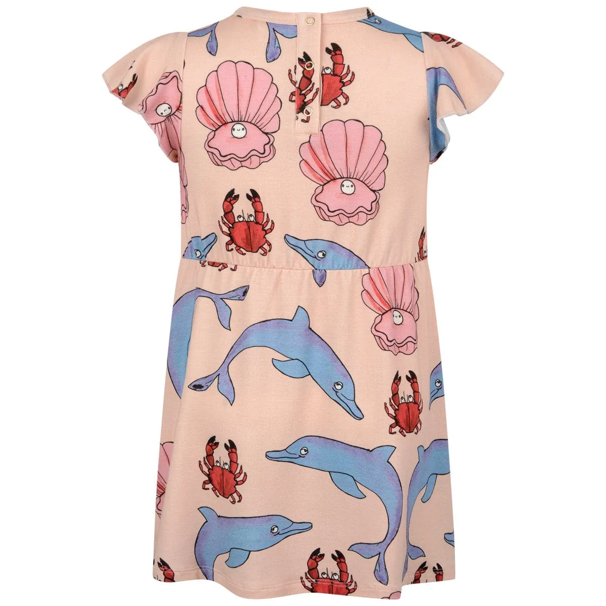 Mini Rodini Mädchen Rosa Baumwollkleid mit Delfin-Print