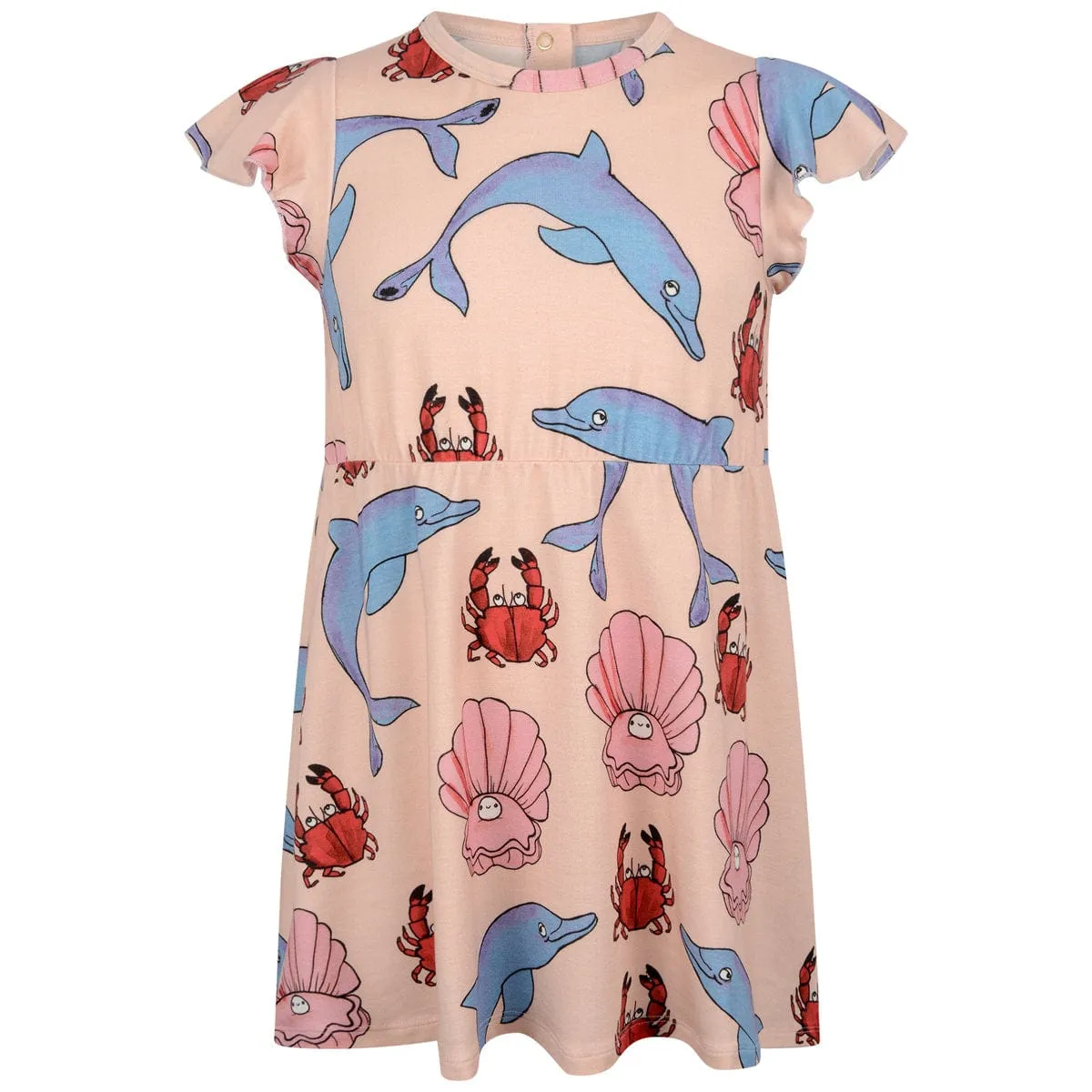Mini Rodini Mädchen Rosa Baumwollkleid mit Delfin-Print