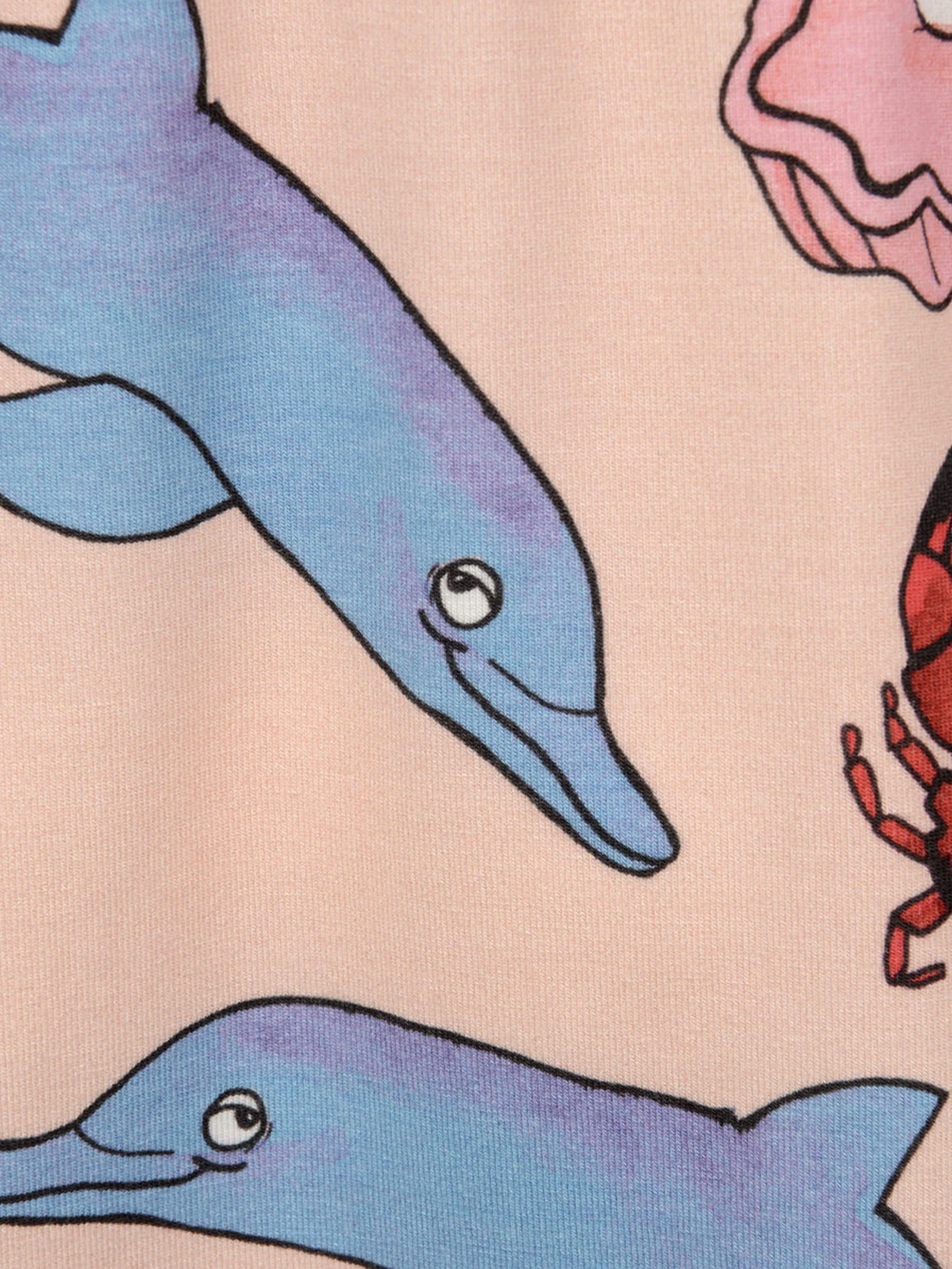 Mini Rodini Mädchen Rosa Baumwollkleid mit Delfin-Print