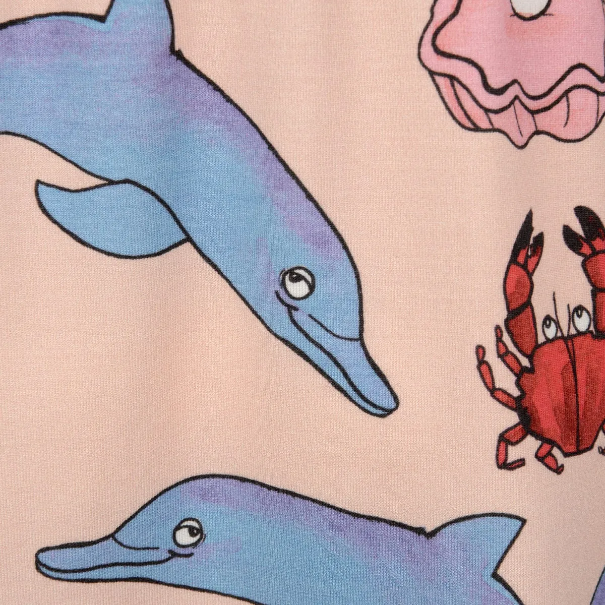 Mini Rodini Mädchen Rosa Baumwollkleid mit Delfin-Print