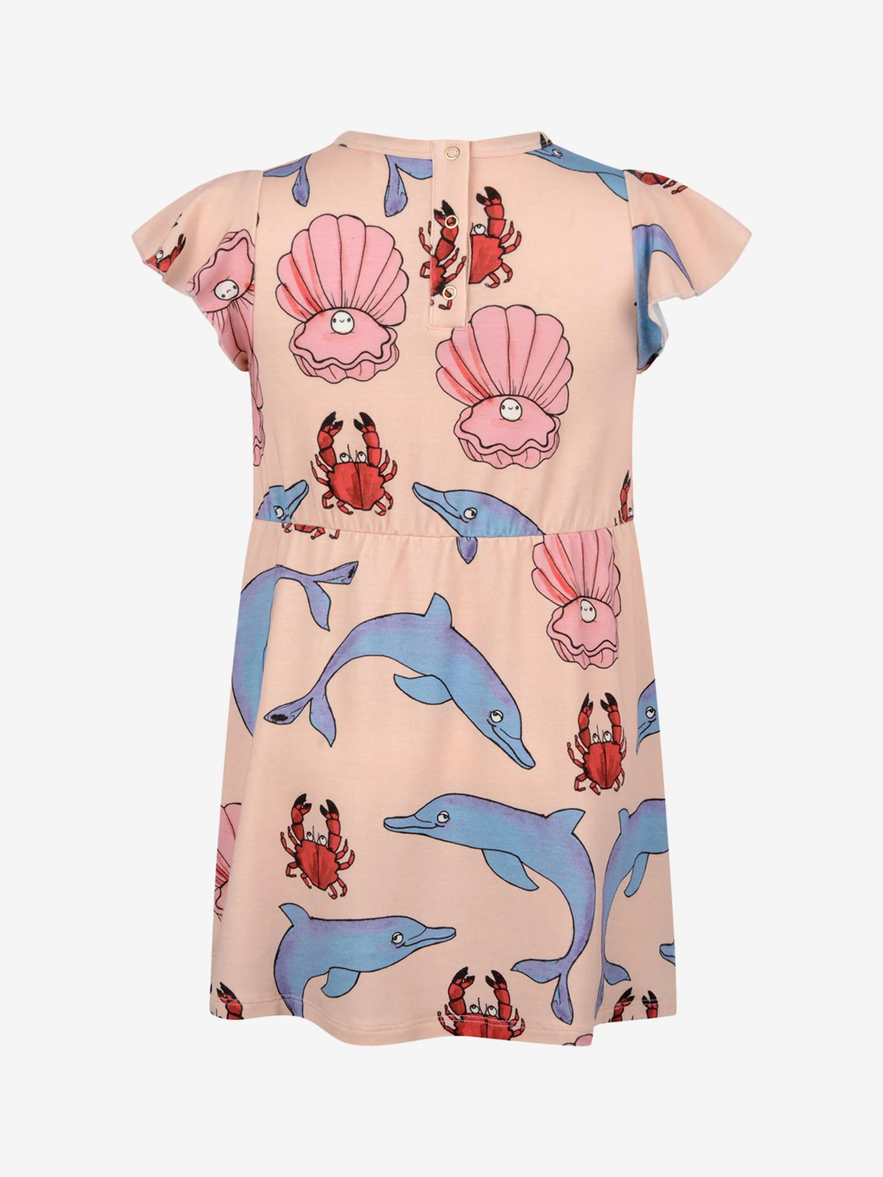 Mini Rodini Mädchen Rosa Baumwollkleid mit Delfin-Print