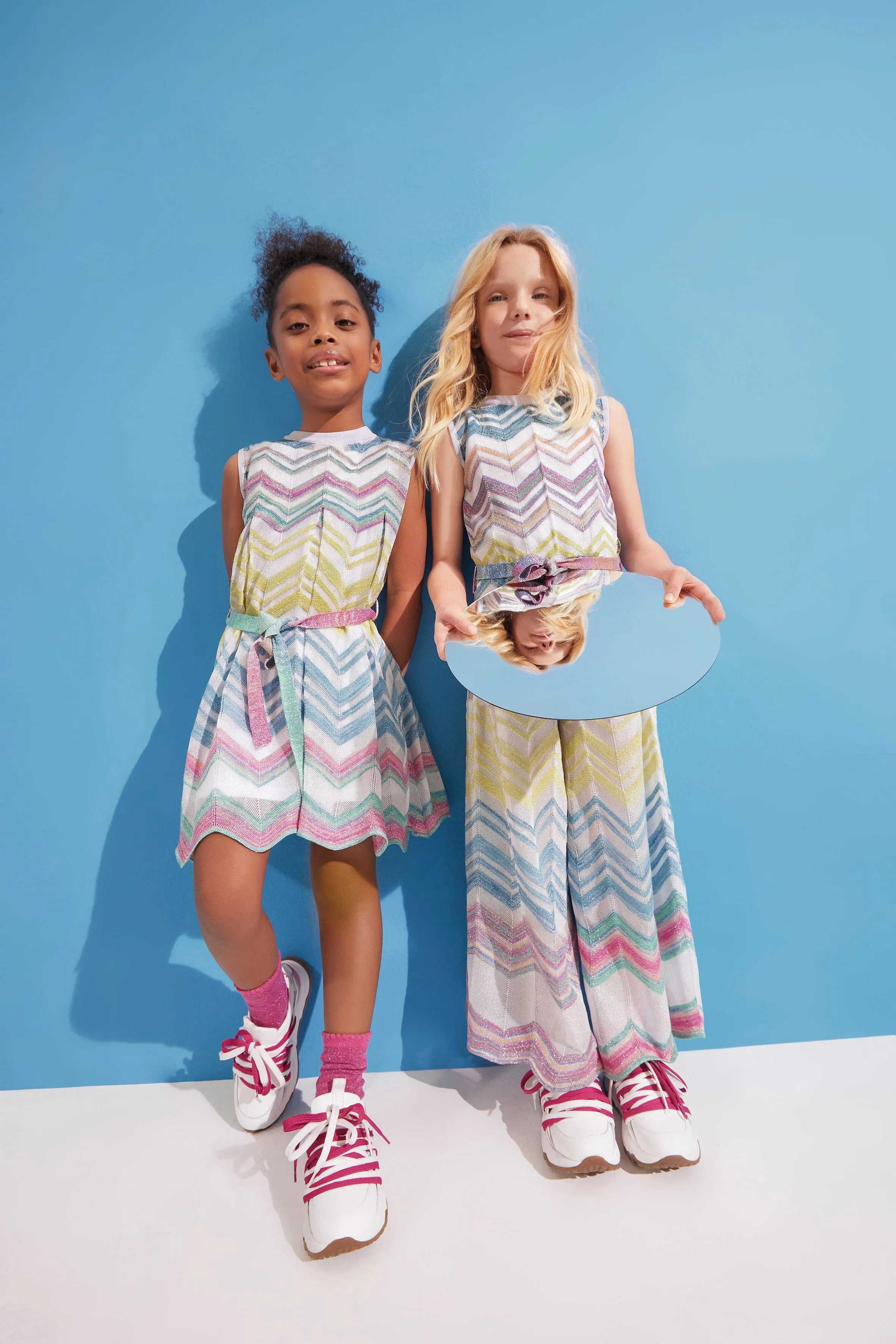 Missoni Girls Zickzack-Strickhose in Mehrfarbig