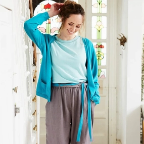 Mistral Aqua Haze Double Rib Detail Melange Cotton Cardi