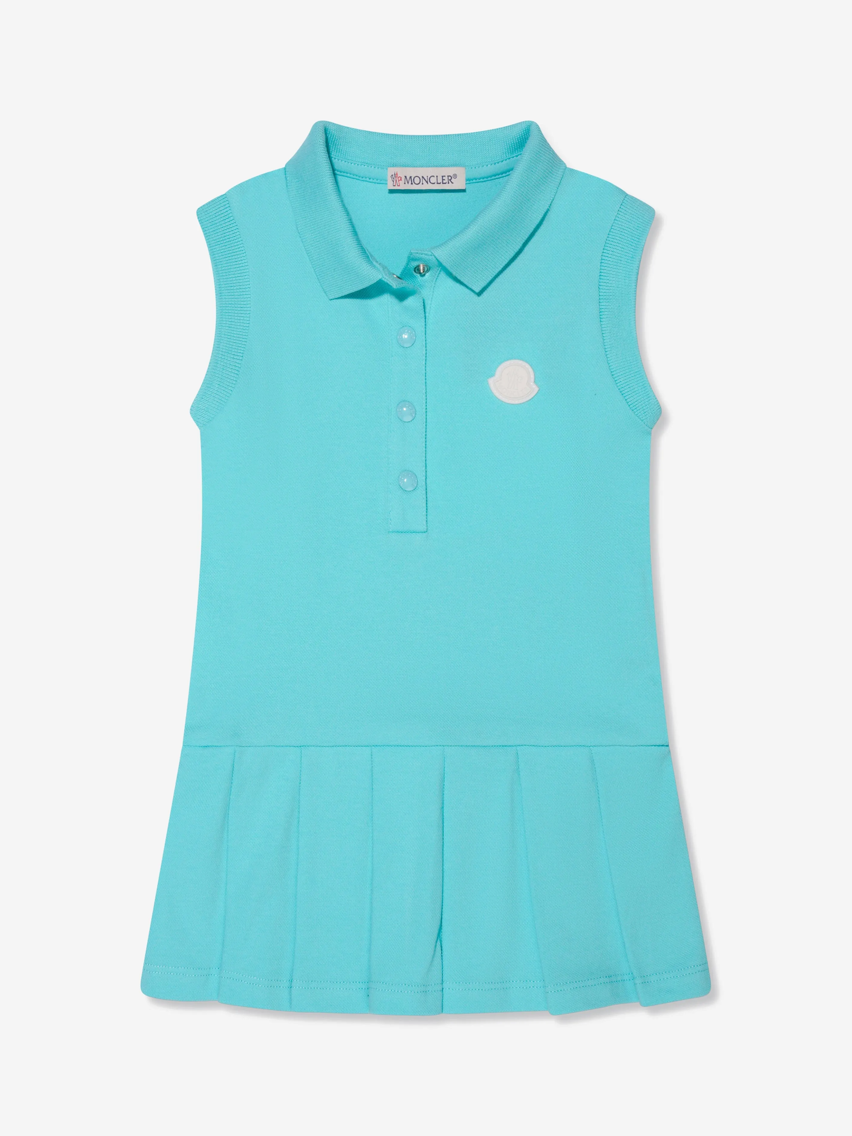 Moncler Enfant Ärmelloses Polo-Kleid für Baby-Mädchen in Türkis