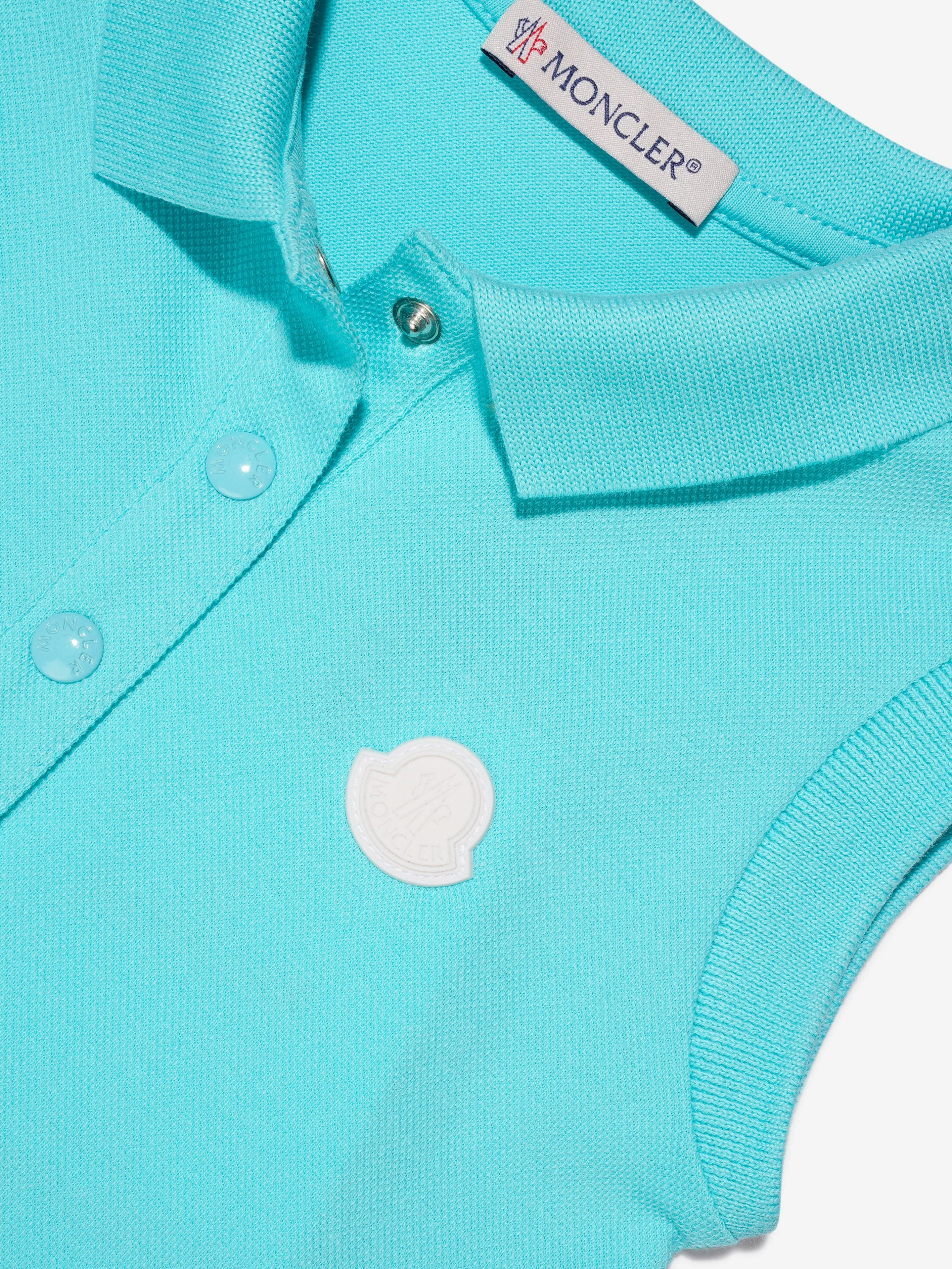 Moncler Enfant Ärmelloses Polo-Kleid für Baby-Mädchen in Türkis