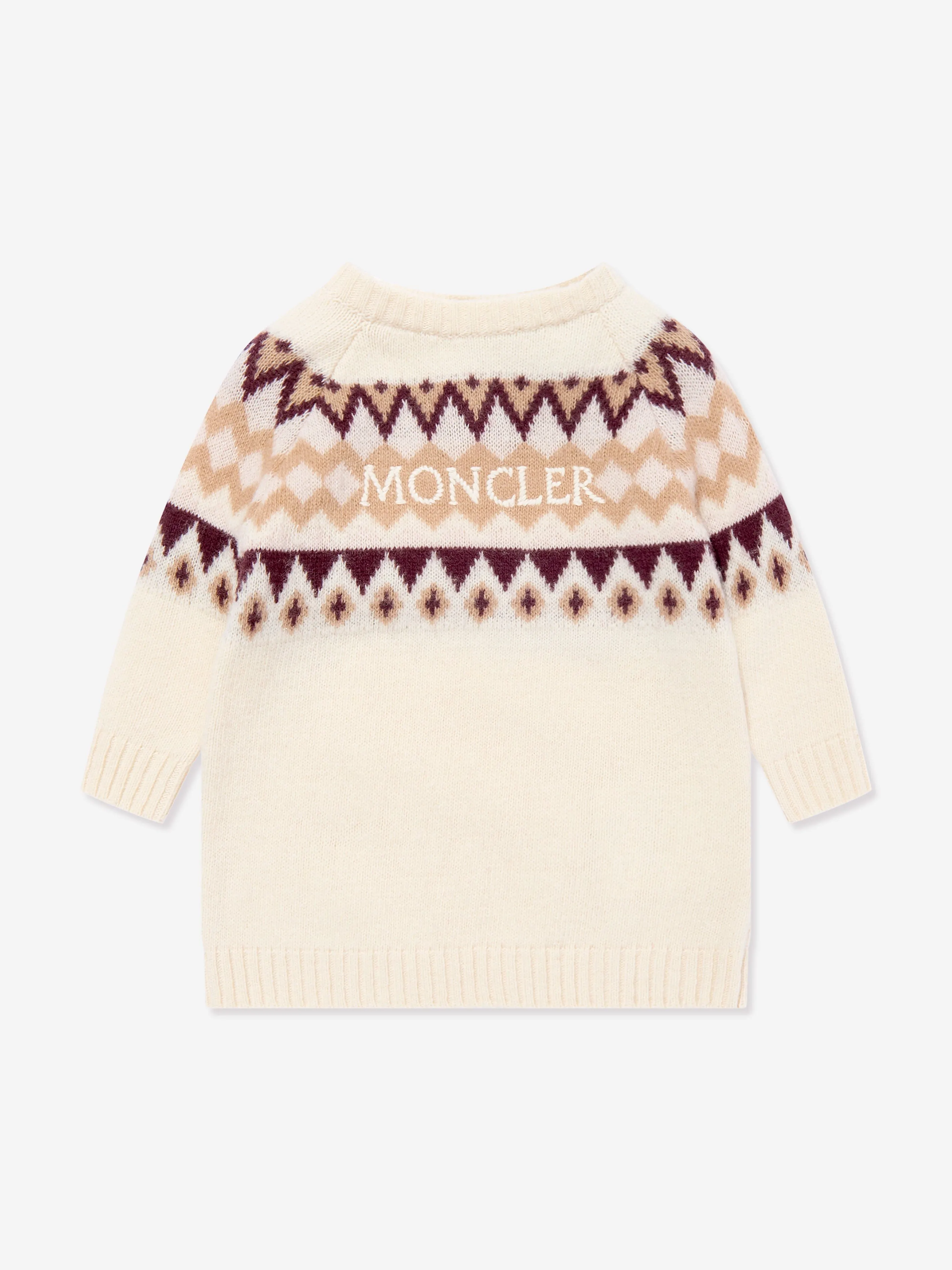 Moncler Enfant Wollgestricktes Kleid für Baby-Mädchen in Elfenbein