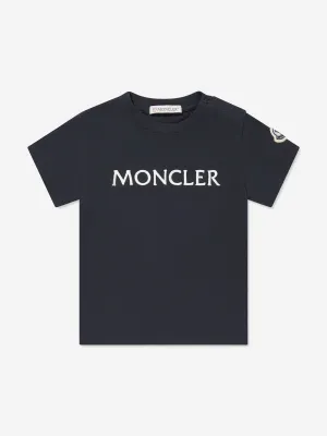 Moncler Enfant Baby Logo T-Shirt in Marineblau