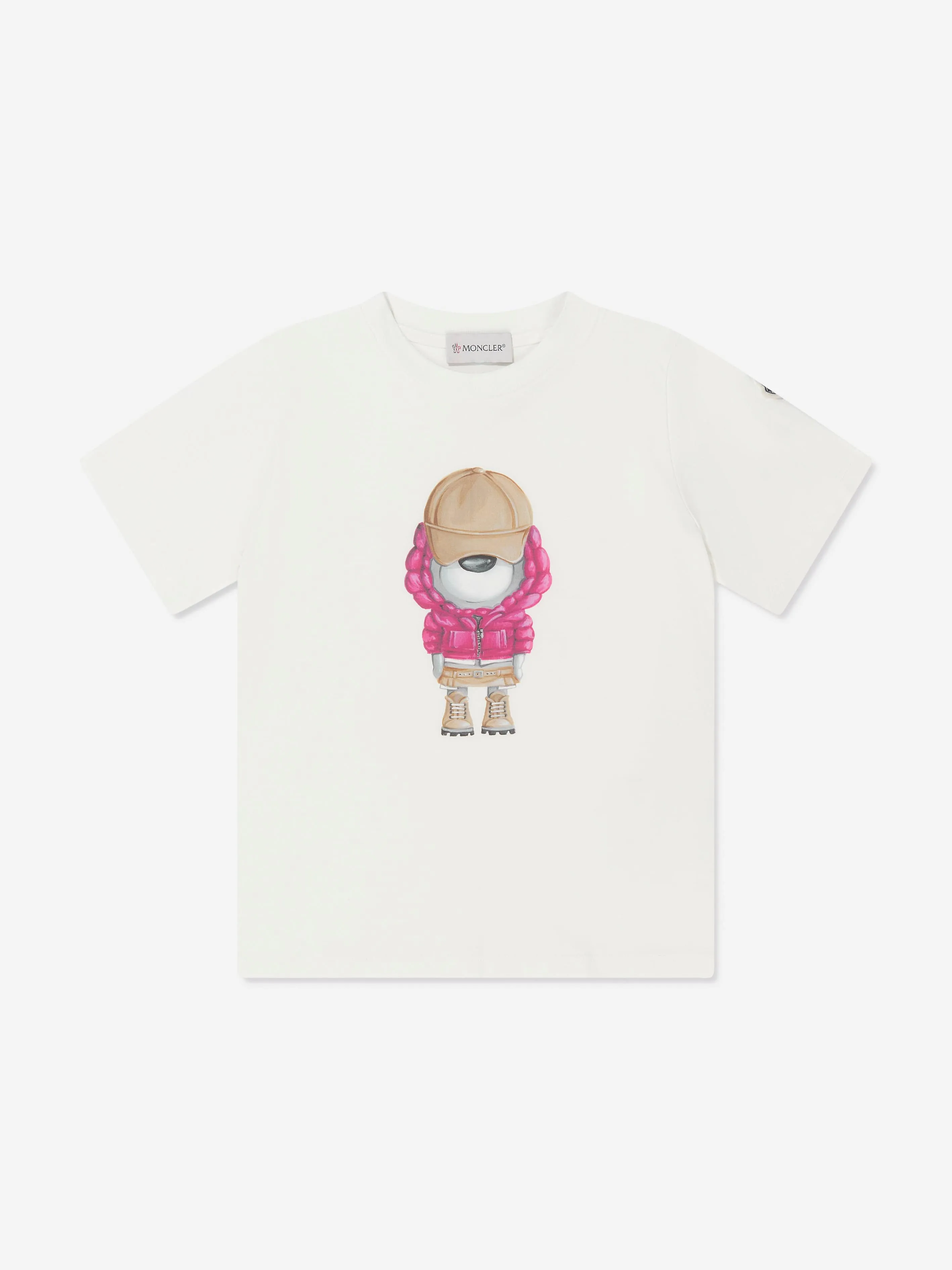 Moncler Enfant Mädchen T-Shirt mit Bärendruck in Weiß